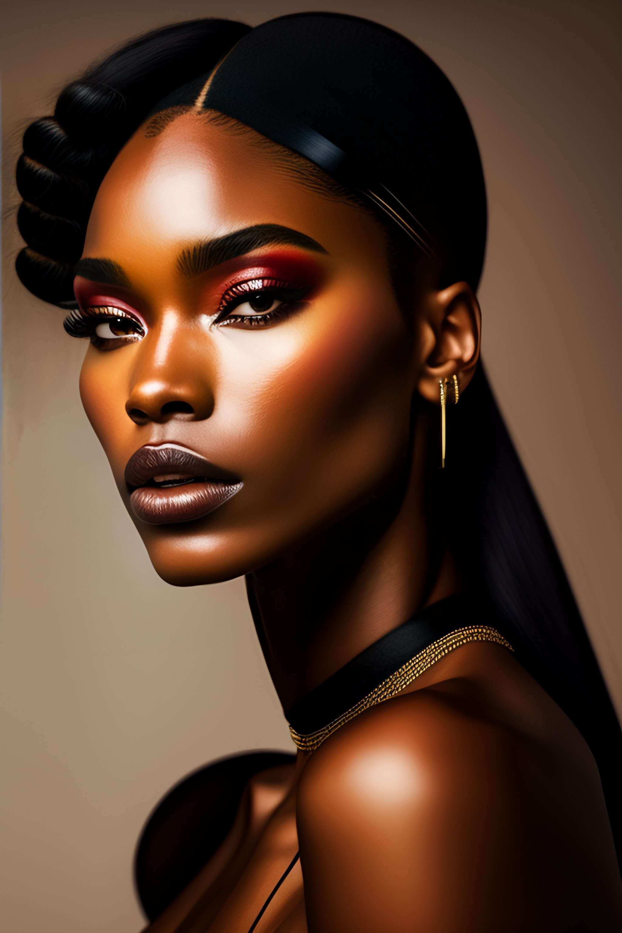 Lexica - A photo close-up of a beautiful black hair woman with fashion ...