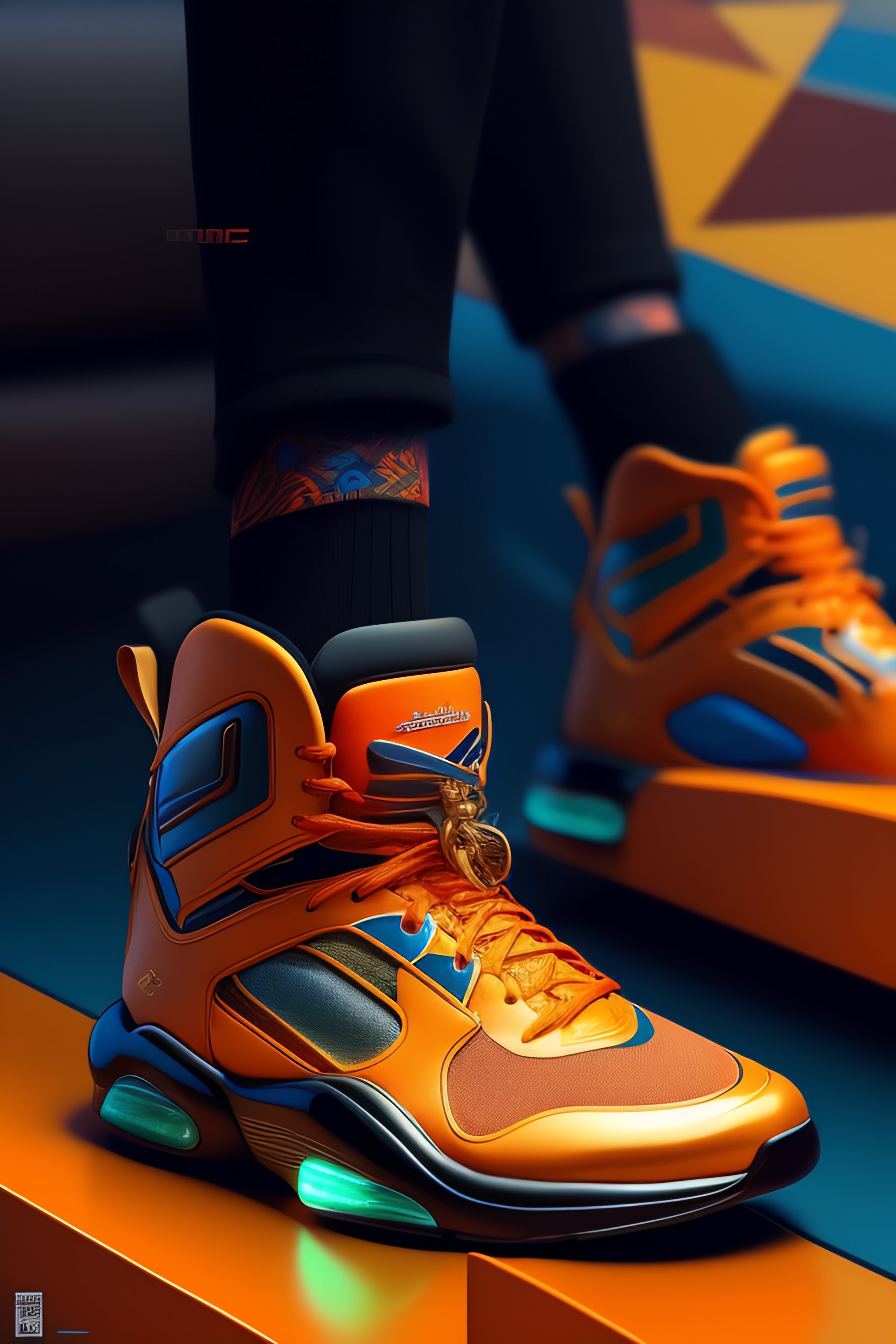 Lexica Excellent painted isometric view of 'futuristic rubber shoes