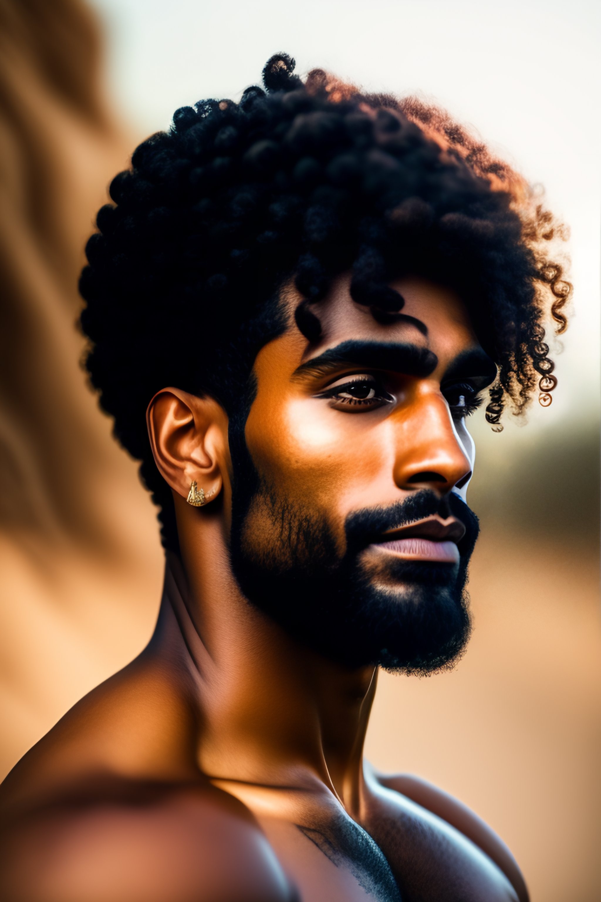 Lexica Arabian Brown man curly hair small beard with scar