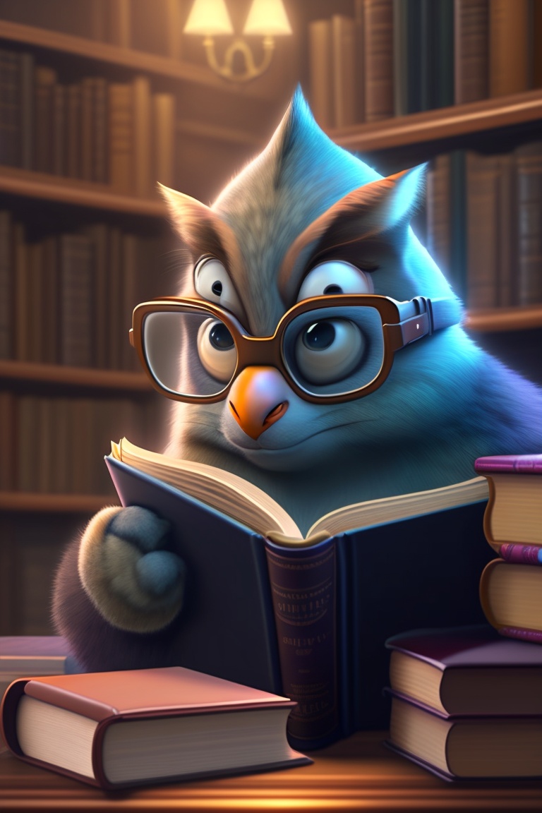 Lexica - Inquisitive one eye'd scary monster in a library, sitting at a ...