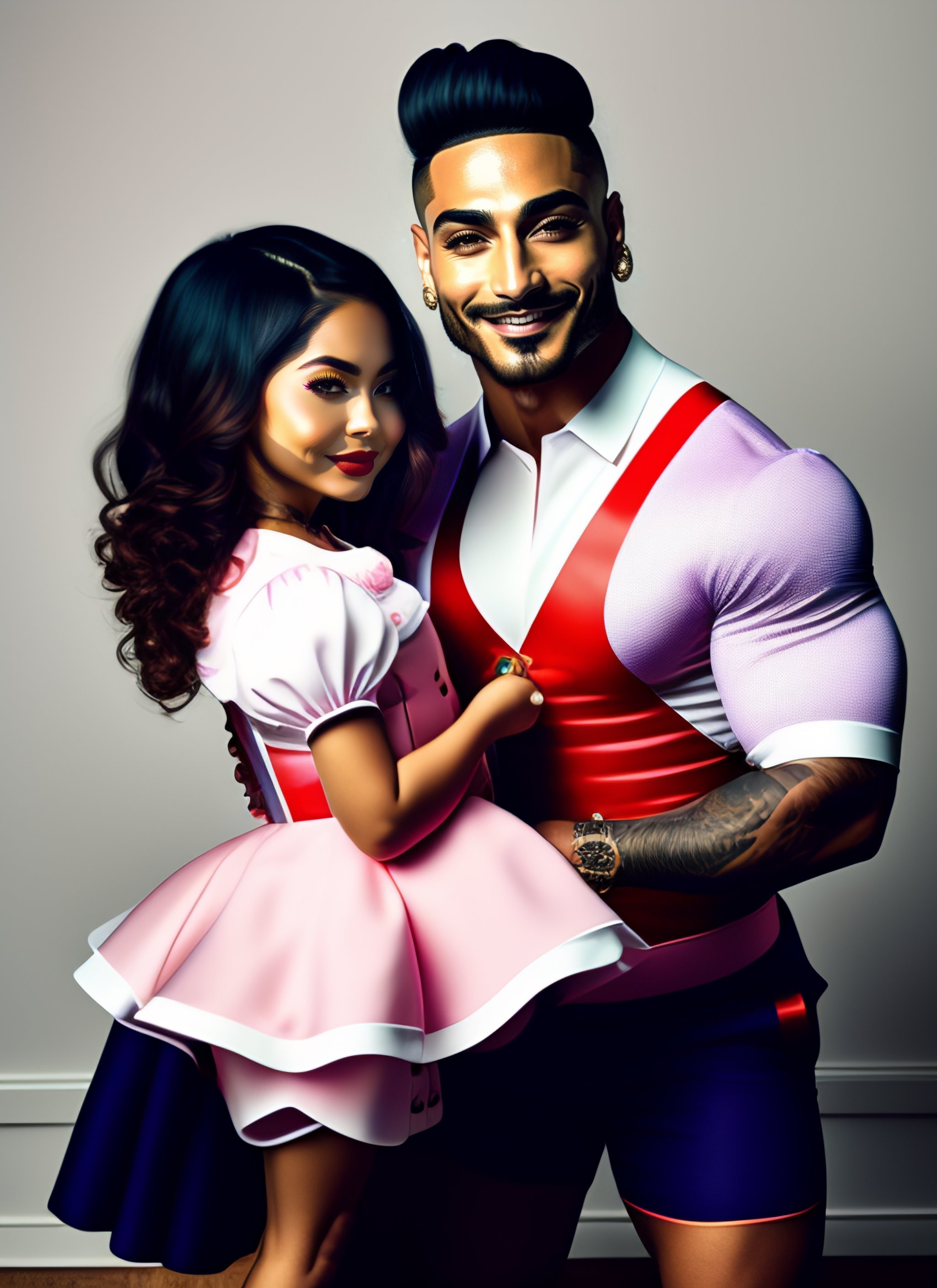 Lexica - Fit Maluma wearing a kawaii maid little dress