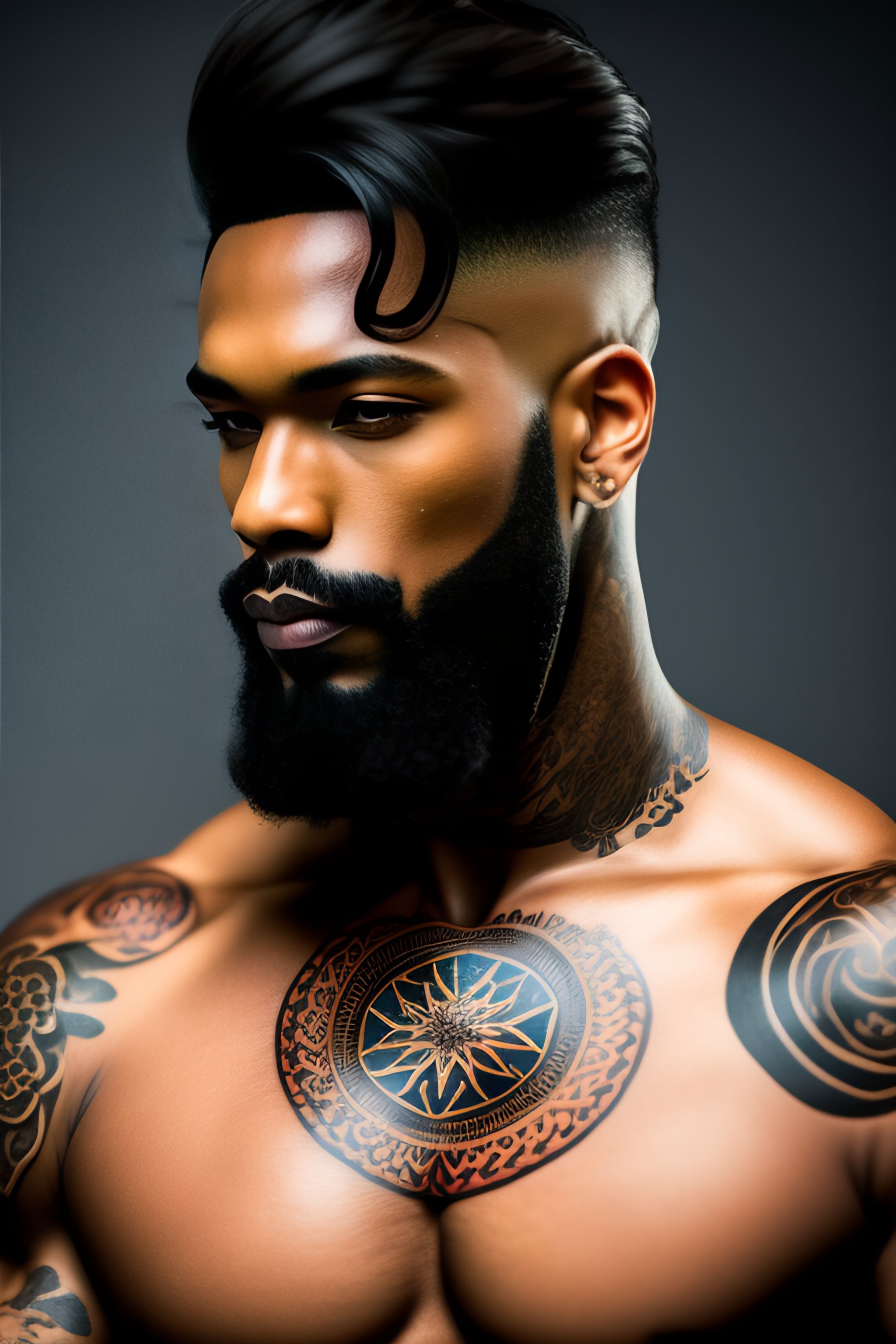 Lexica - Man with chest covered in tattoos