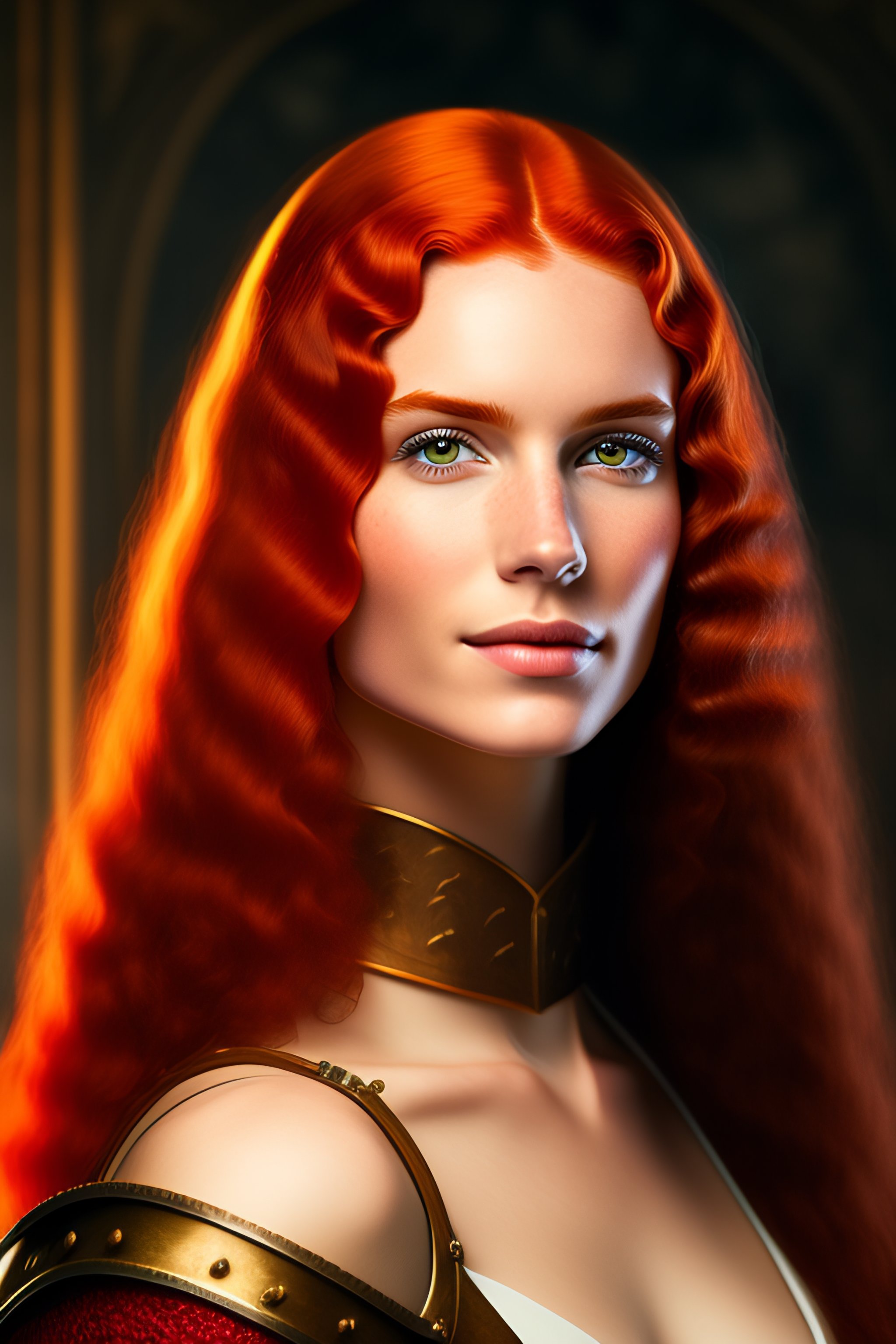 Lexica - Portrait of a knight girl 20 years old red hair