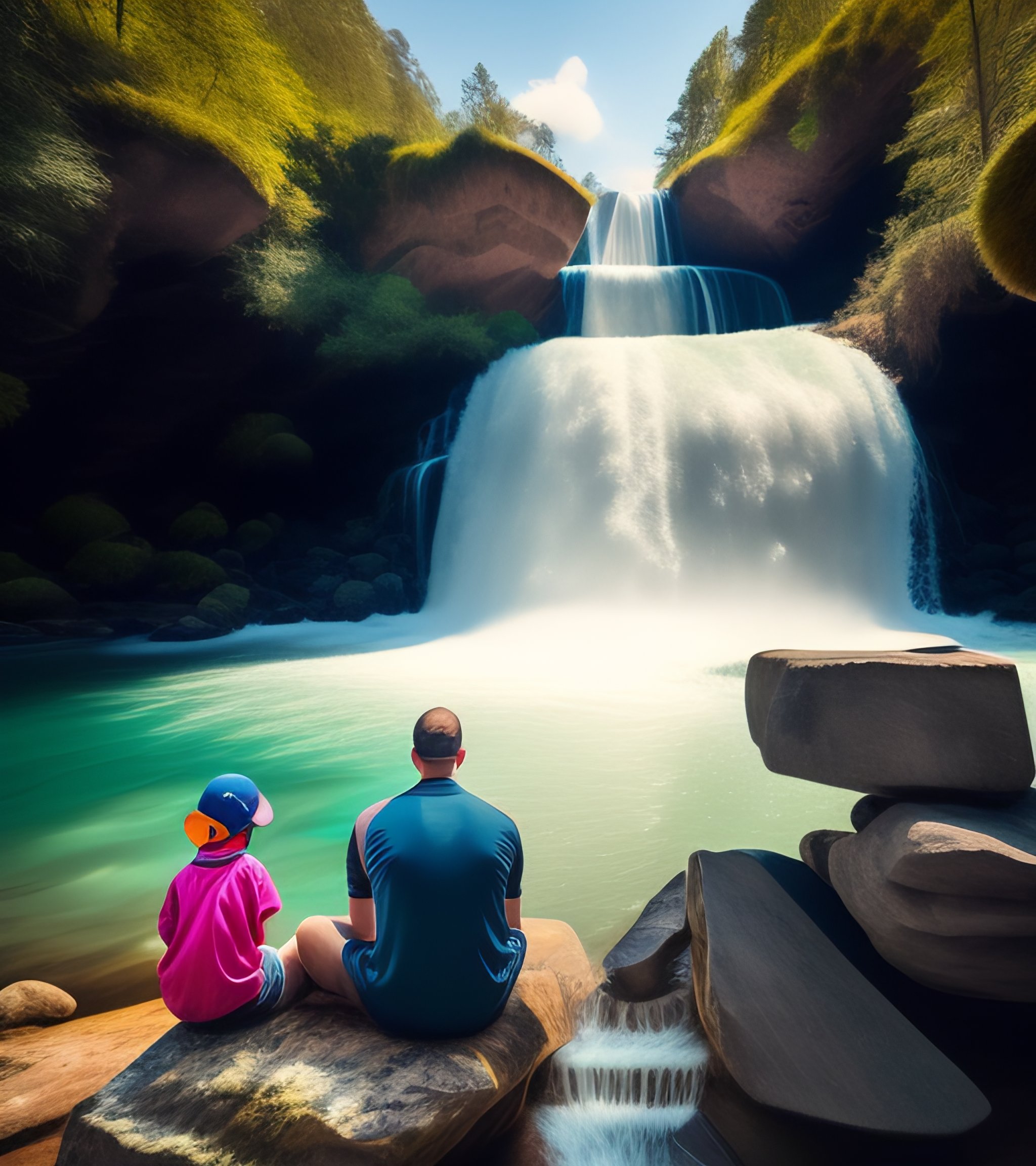 Lexica - Create an image with a man and a woman with children relaxing ...
