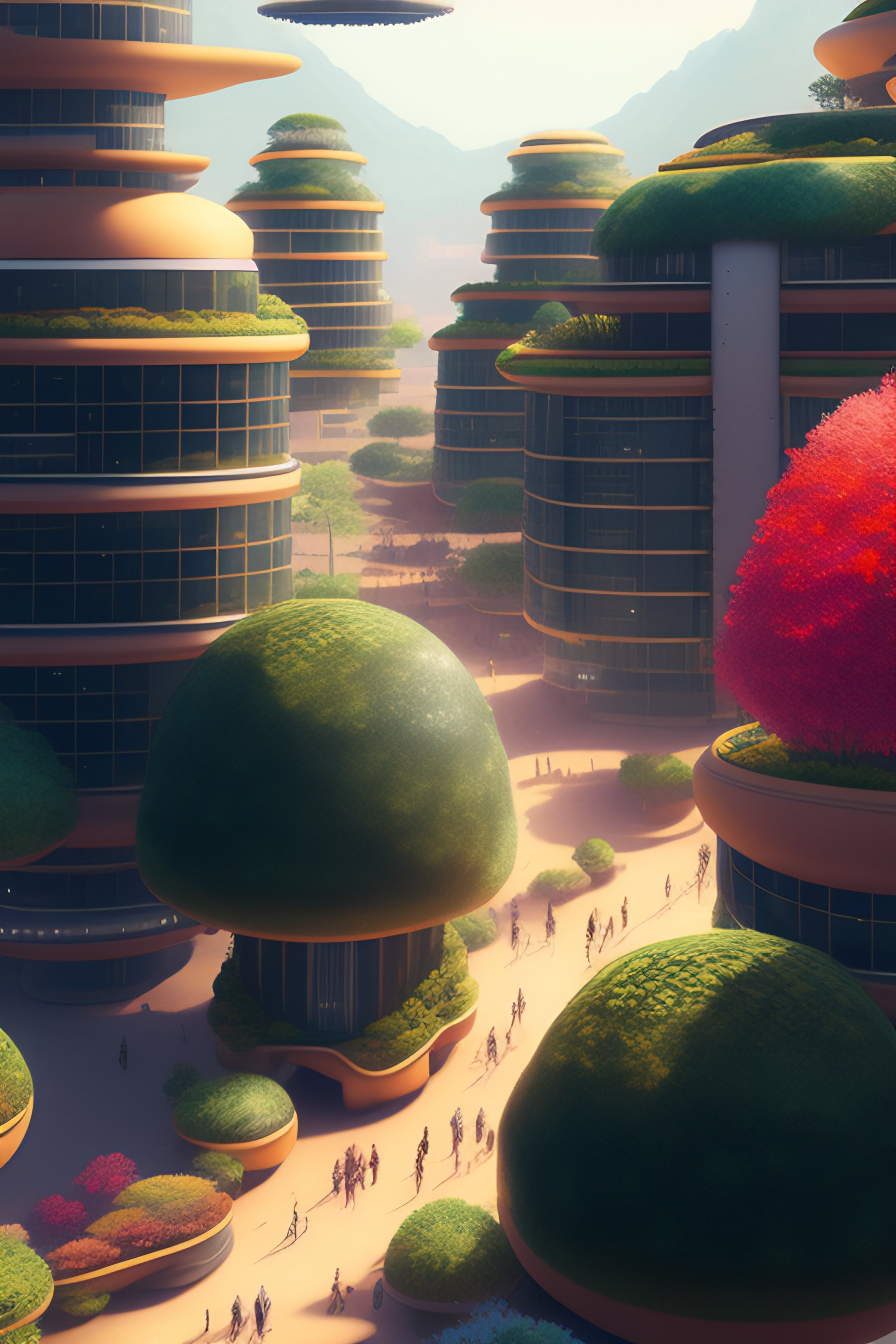 Lexica - Realistic Solarpunk utopian housing community, sci-fi, wooden ...
