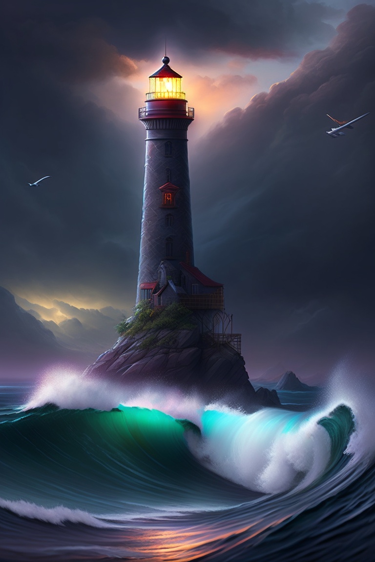 Lexica - Amidst turbulent seas and tempest's might, A lighthouse stands ...