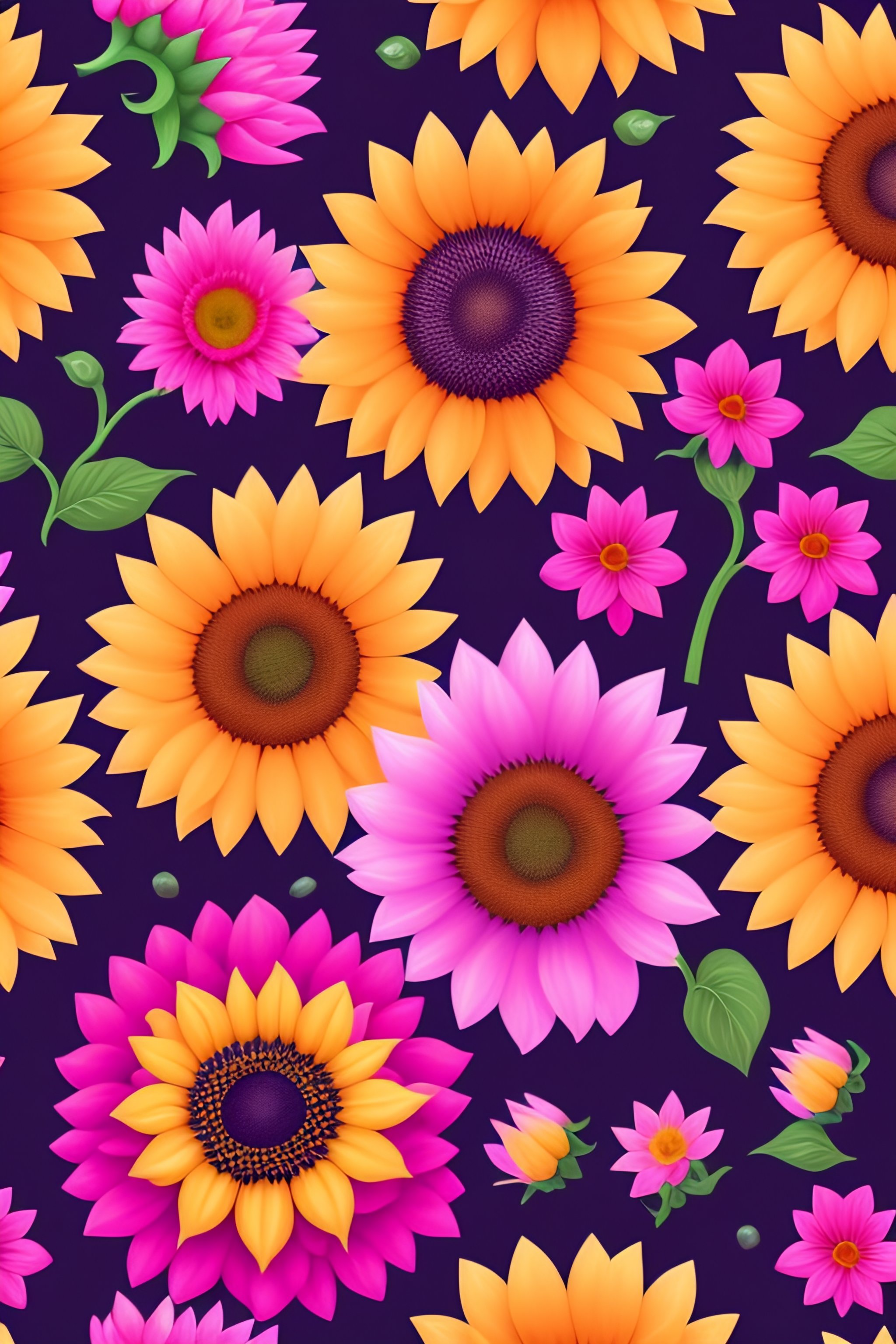 Lexica - Sunflower seamless pattern, pink, pastel colors, very detailed ...