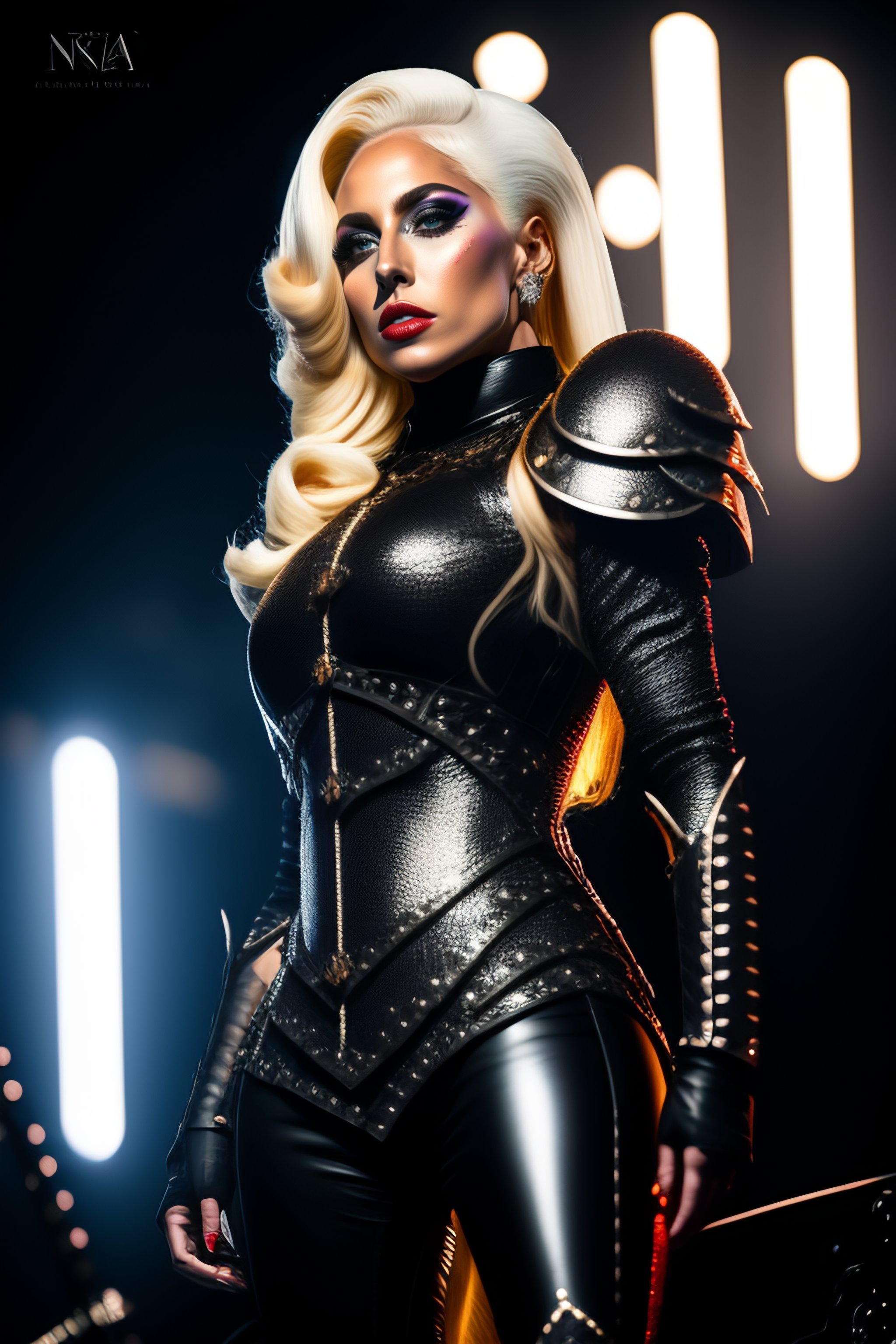 Hyper realistic Lady Gaga as a Goth Metal artist rea