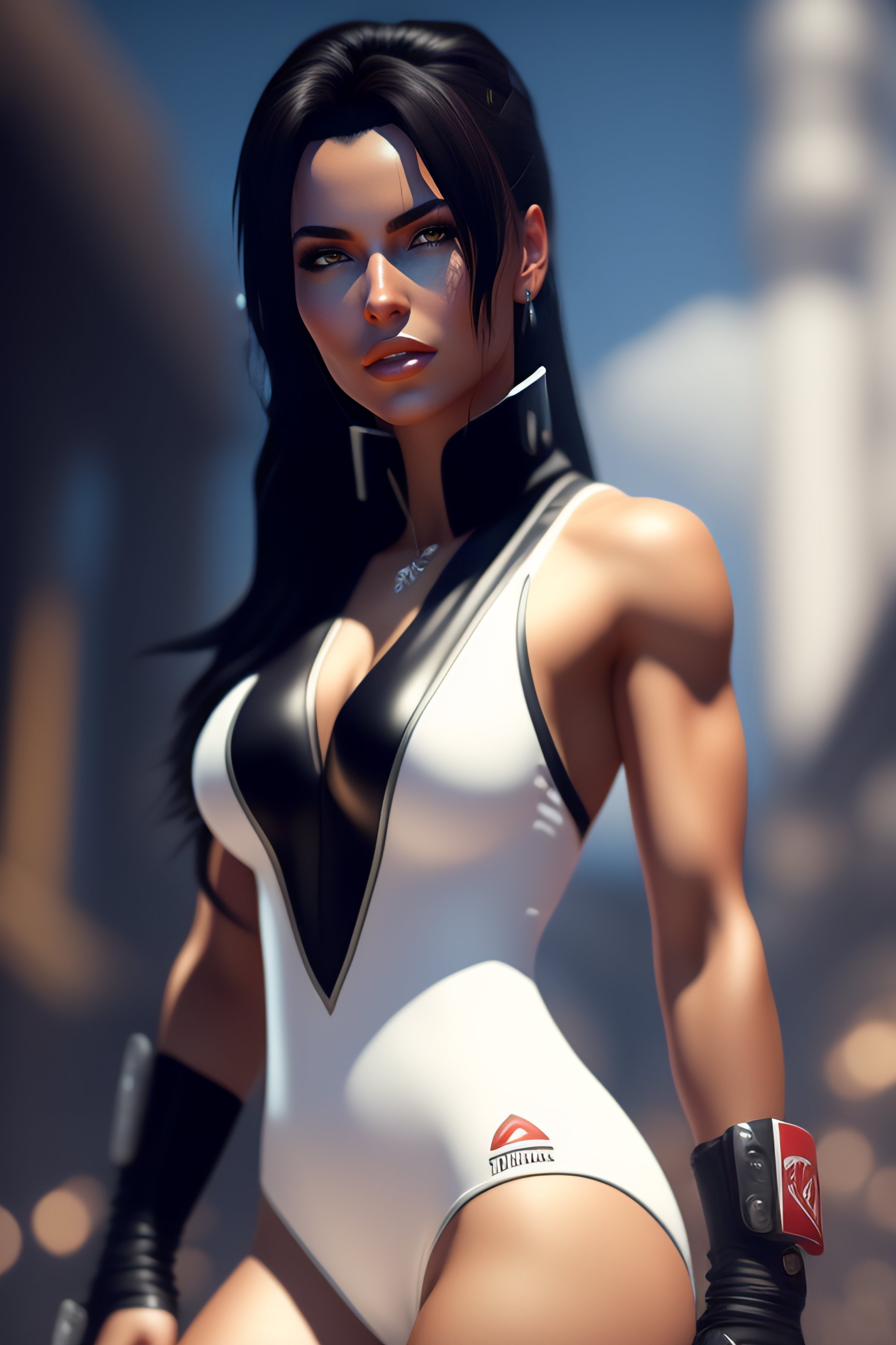 Lexica - Full portrait of tifa lockhart, white swimsuit, long boots, black  tights, highly detailed, digital art, trending on artstation, trending on  ...