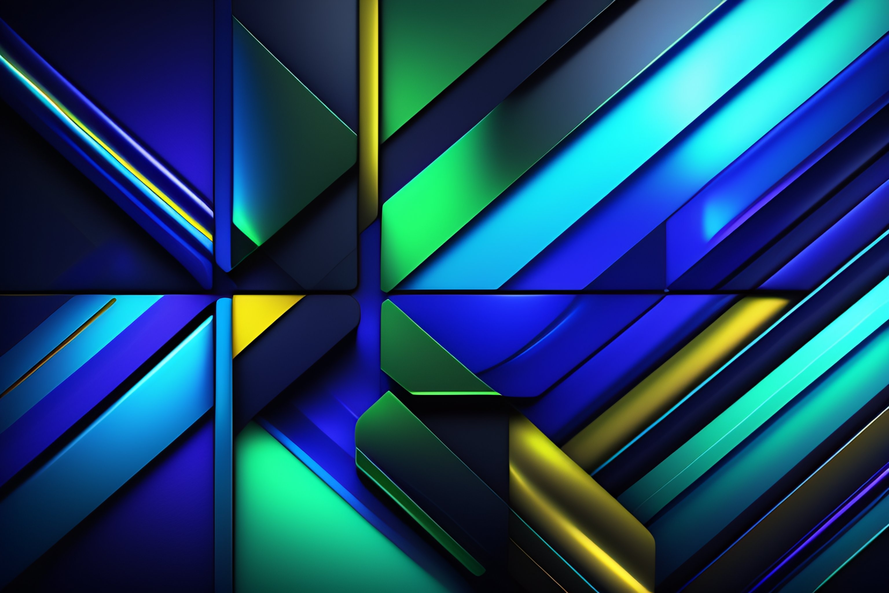 Lexica Dark black wallpaper with blue and green geometrical shapes