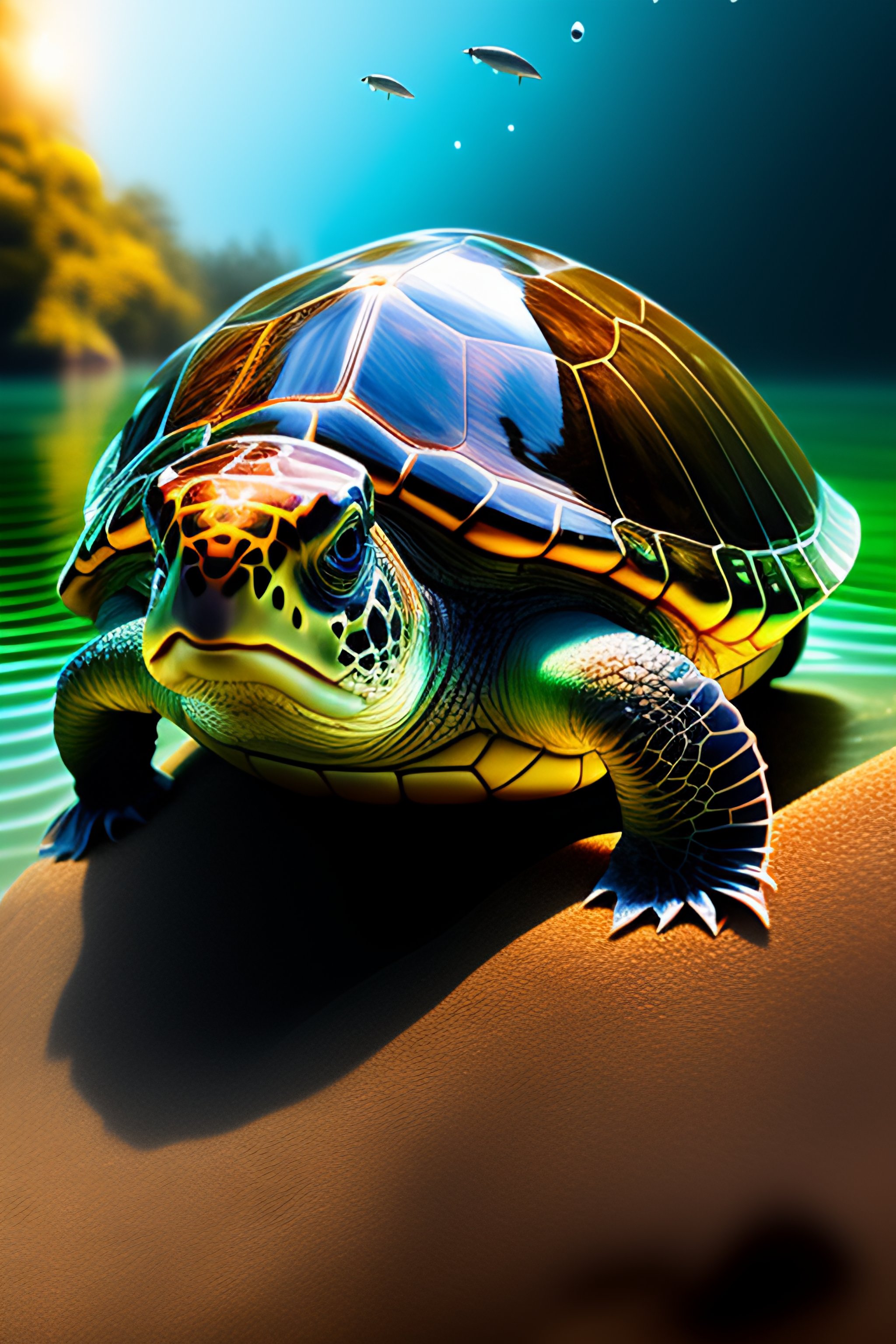 Lexica - A turtle with an augmented armored crystal shell looking ...