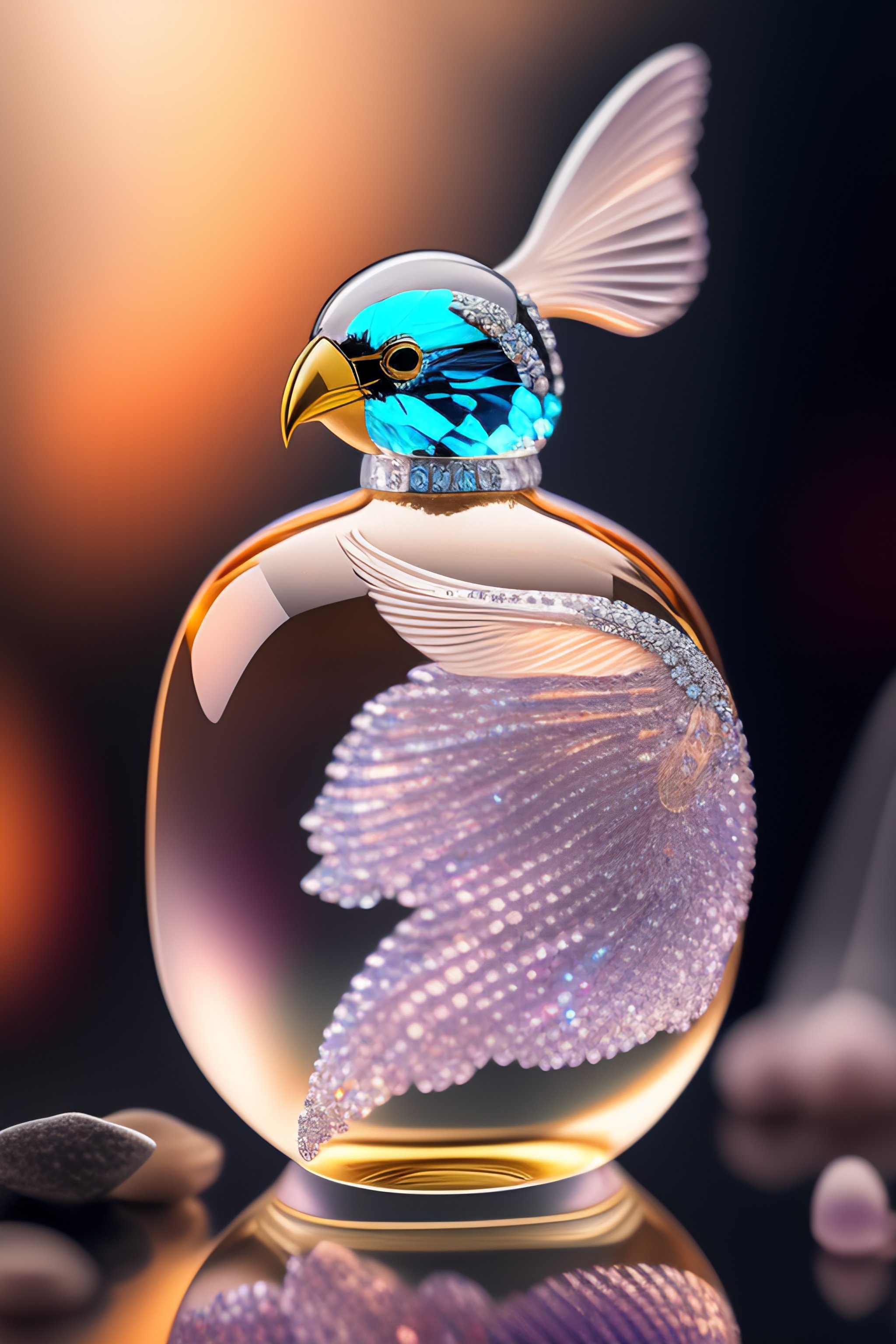 Lexica - A clear crystal clear bird figure in one piece in 