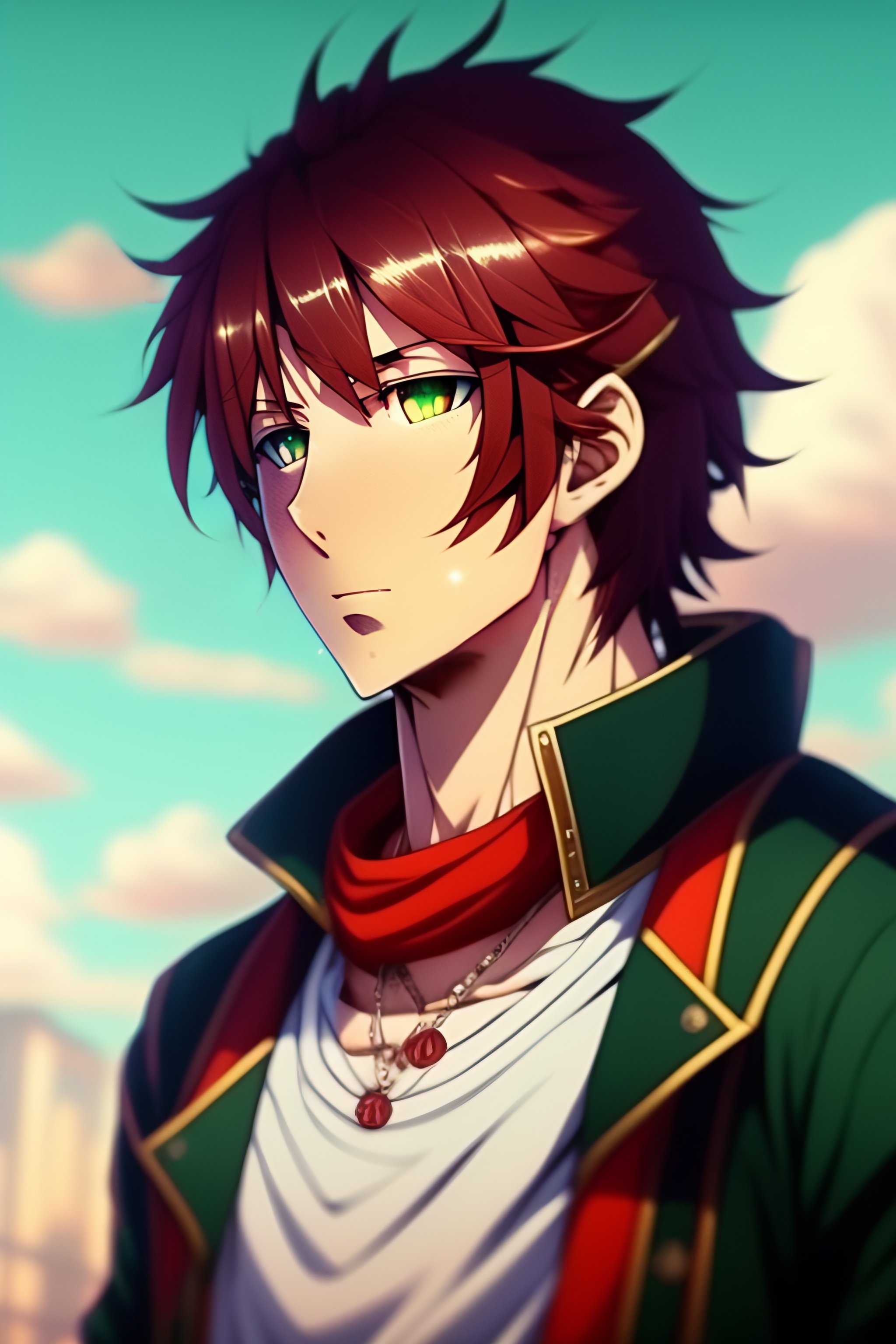Anime Boy With Green Hair And Blue Eyes