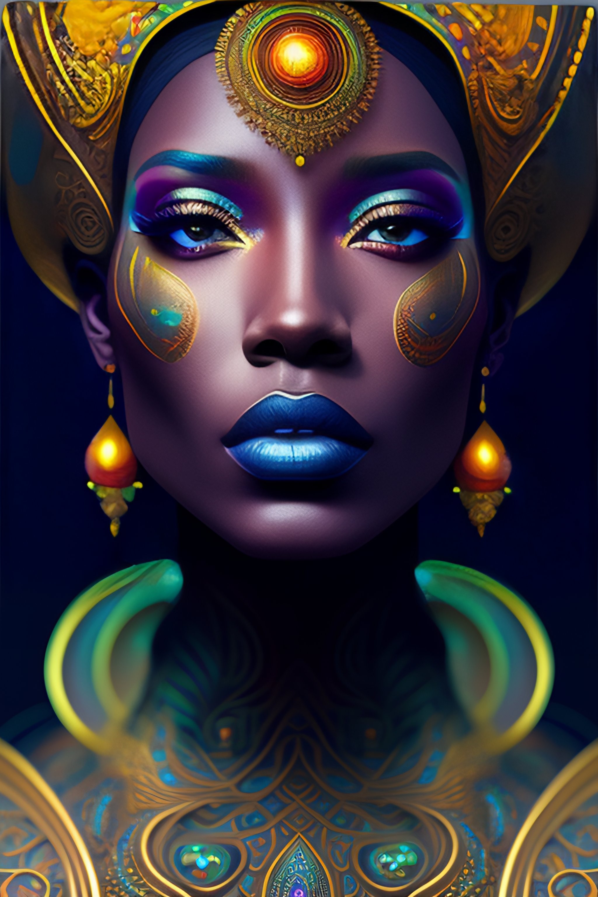 Lexica - Digital painting of a woman's face, psychedelic organic cyborg ...