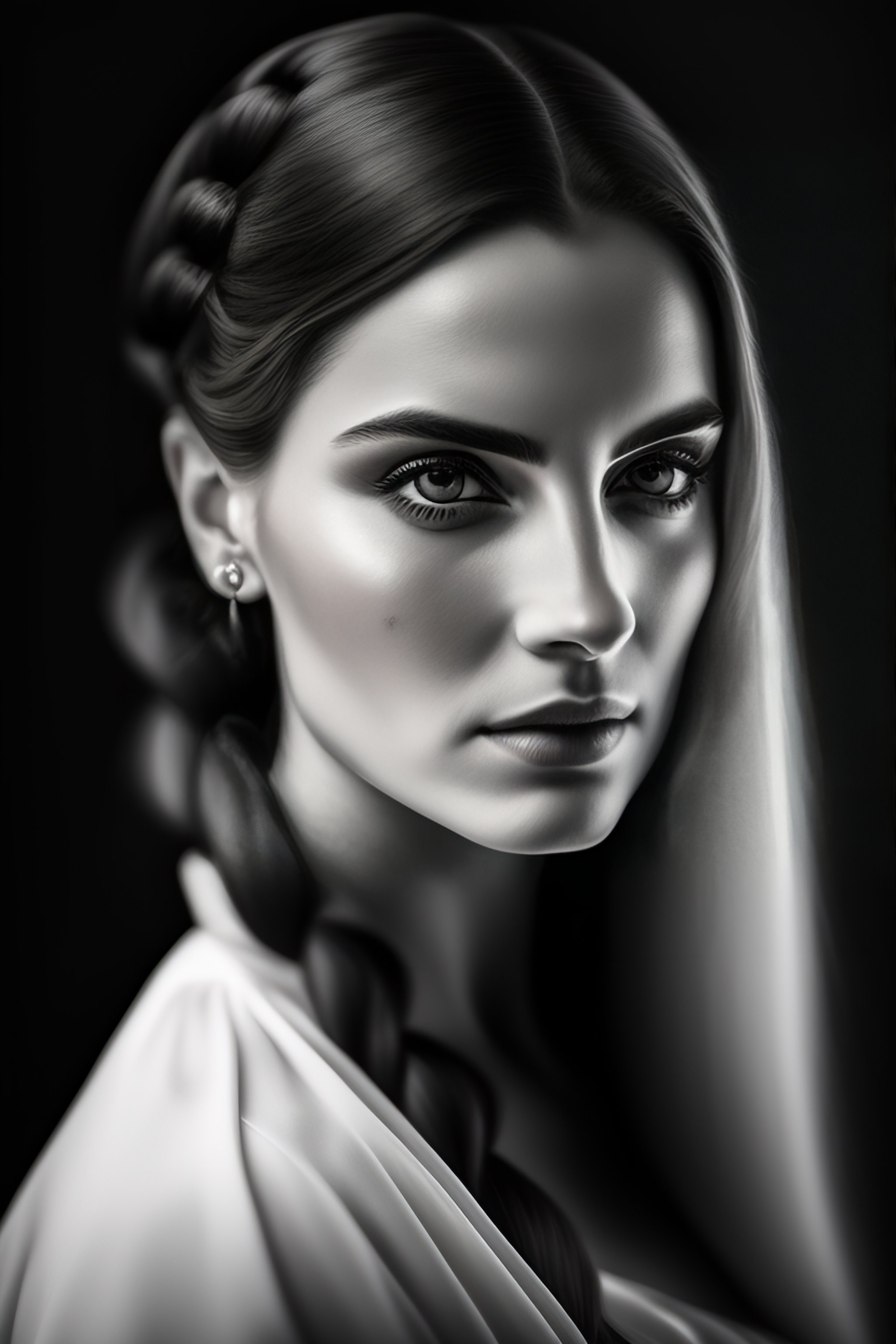 Lexica - Ghost of young woman in victorian house, black and white ...