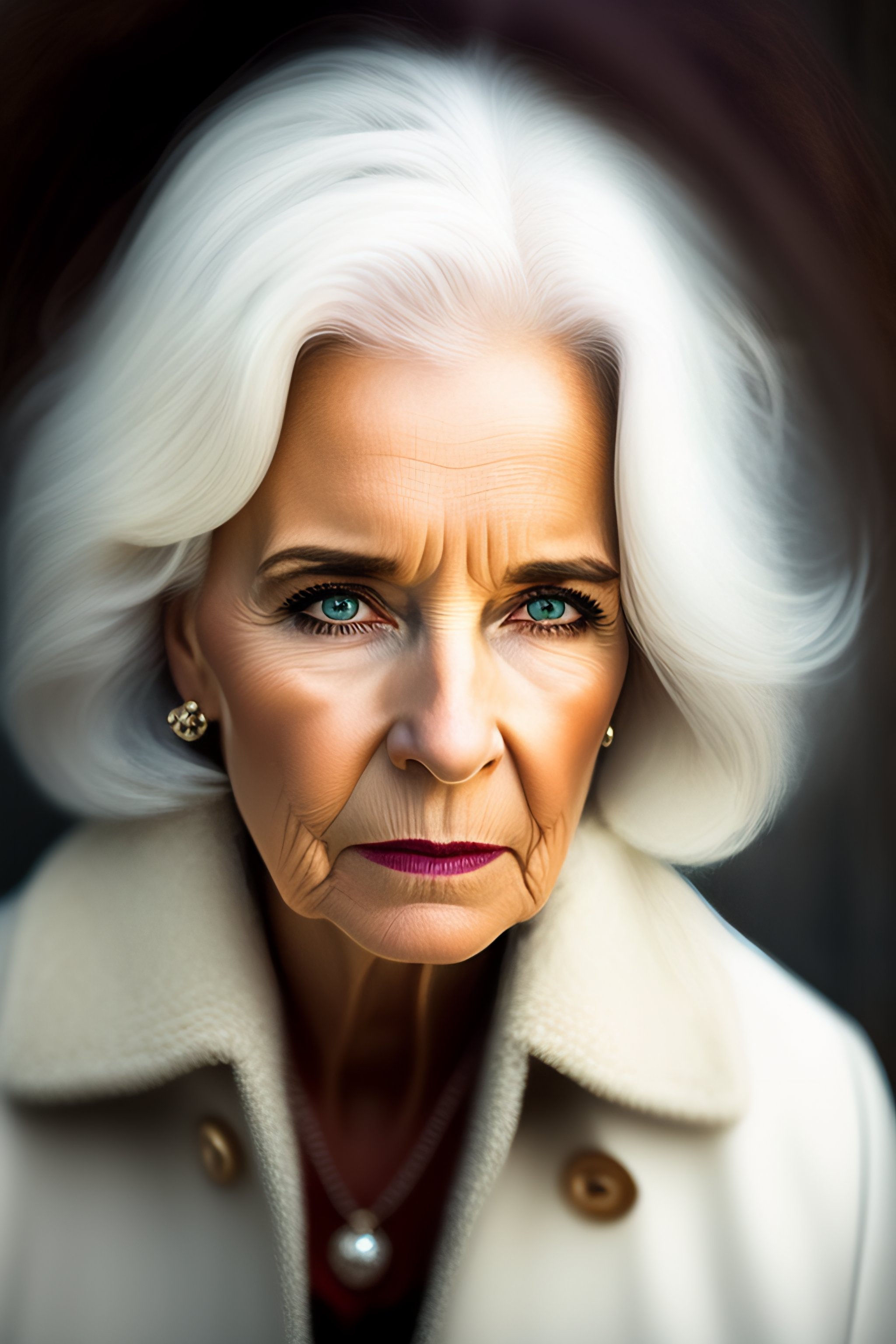 Lexica - Portrait of a grumpy old woman with white hair