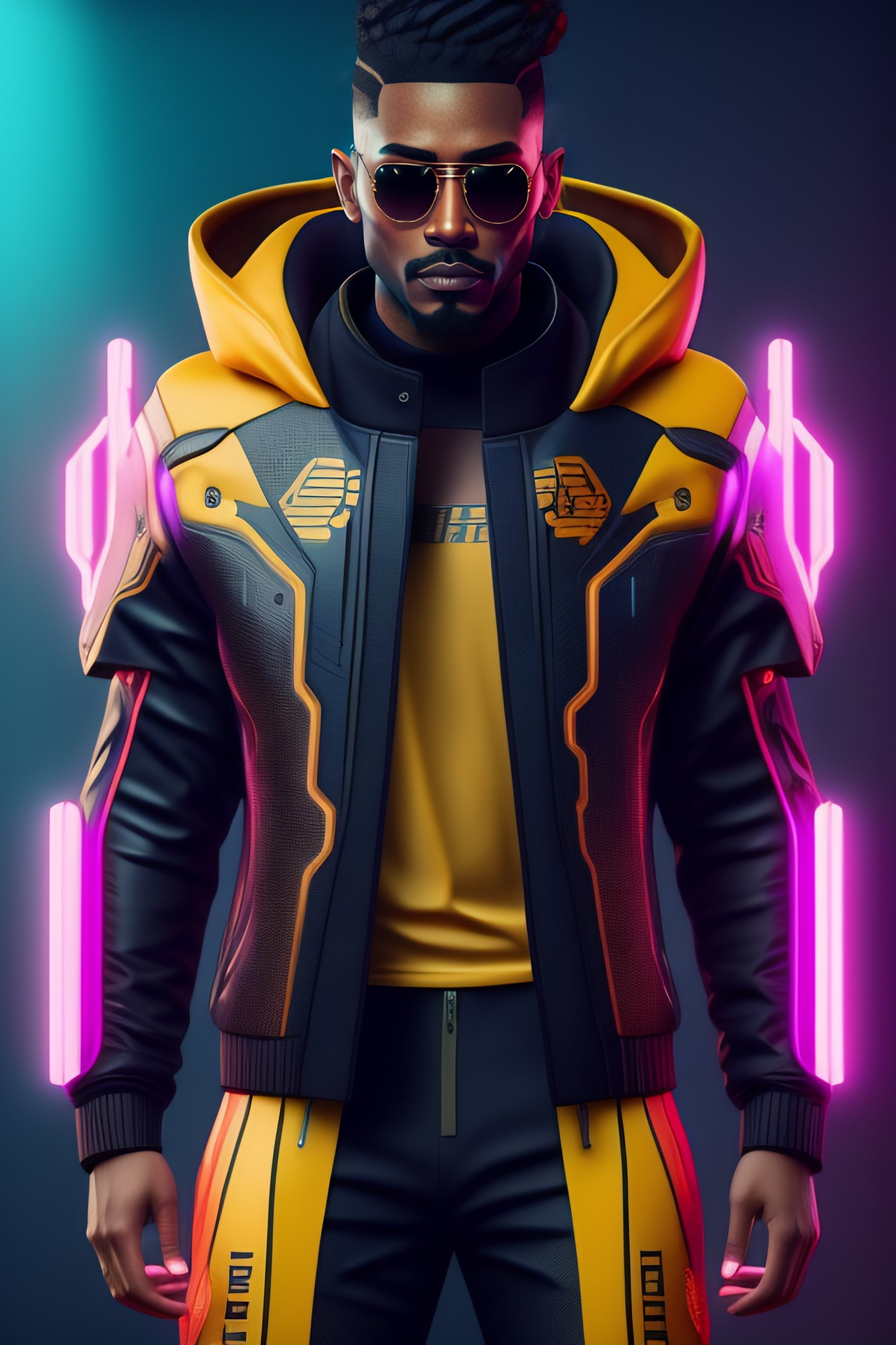 Lexica - Cyberpunk 2077 full oufit on Male Character, FHD, Unreal Engine 5,  trending on Artstation, intricate Detail, Futuristic Fashion, Cyberpunk F...
