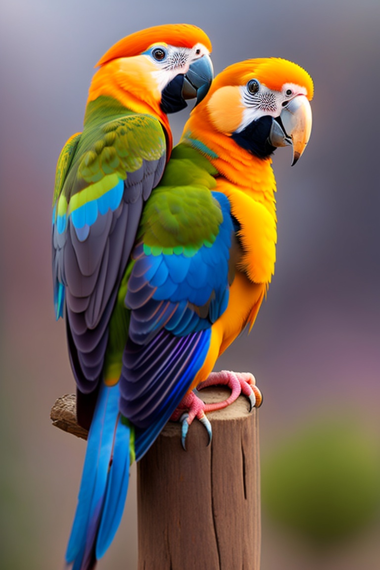 Lexica - A parrot pair sharing a tender embrace, a picture of love.