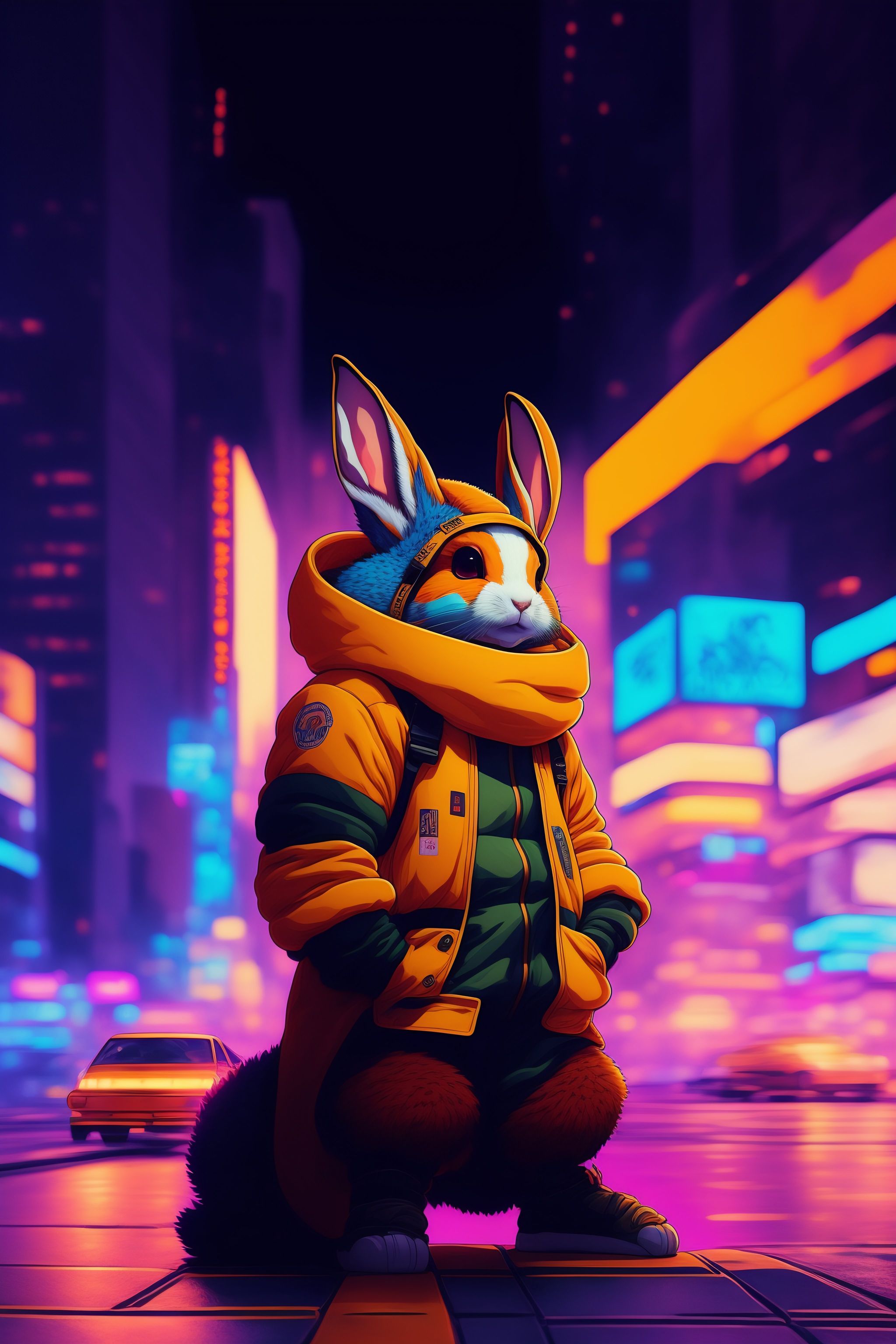 Lexica - Photo of fusion of a Rabbit moster in city streets , style of ...