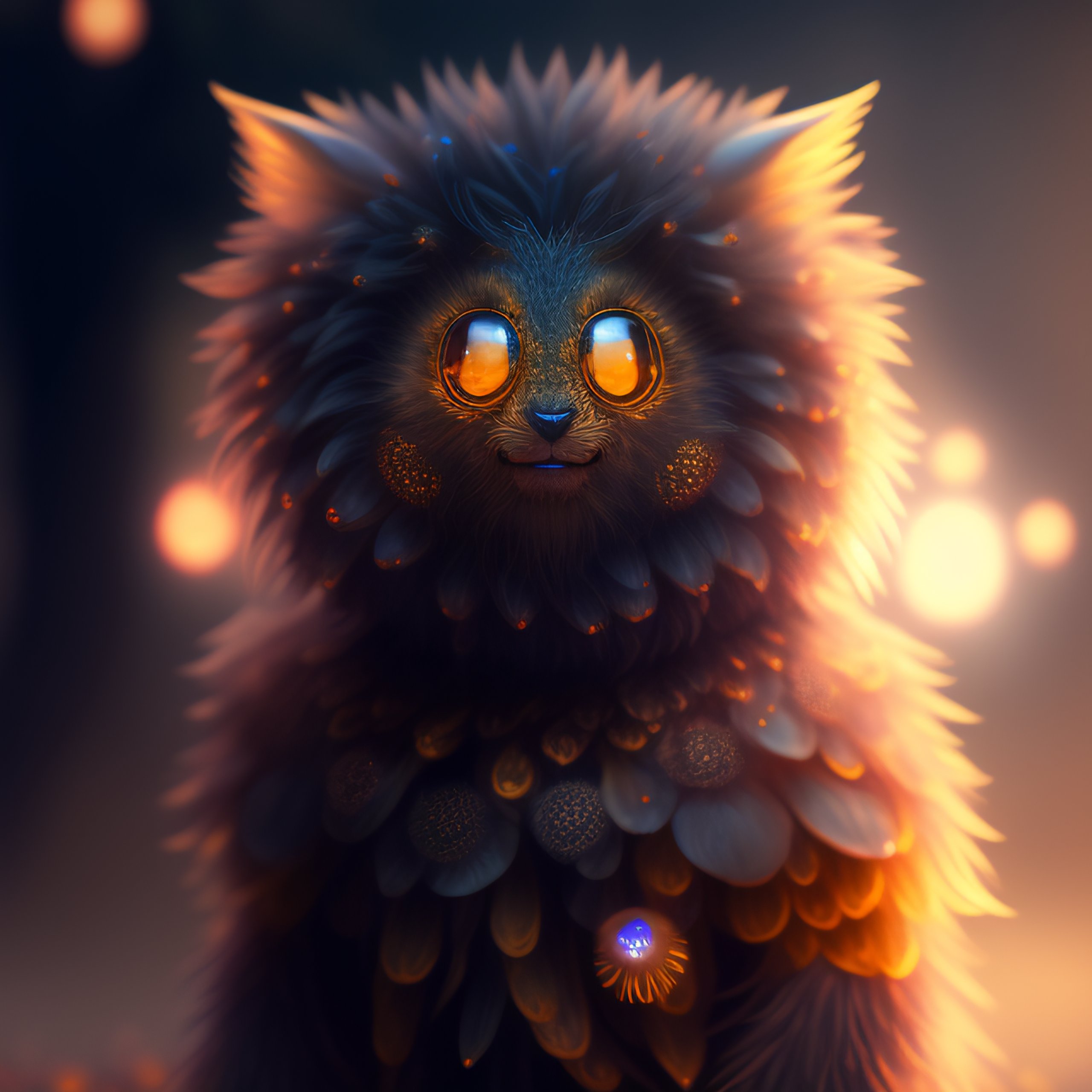 Lexica - A humanoid figure dandelion monster with large glowing eyes ...