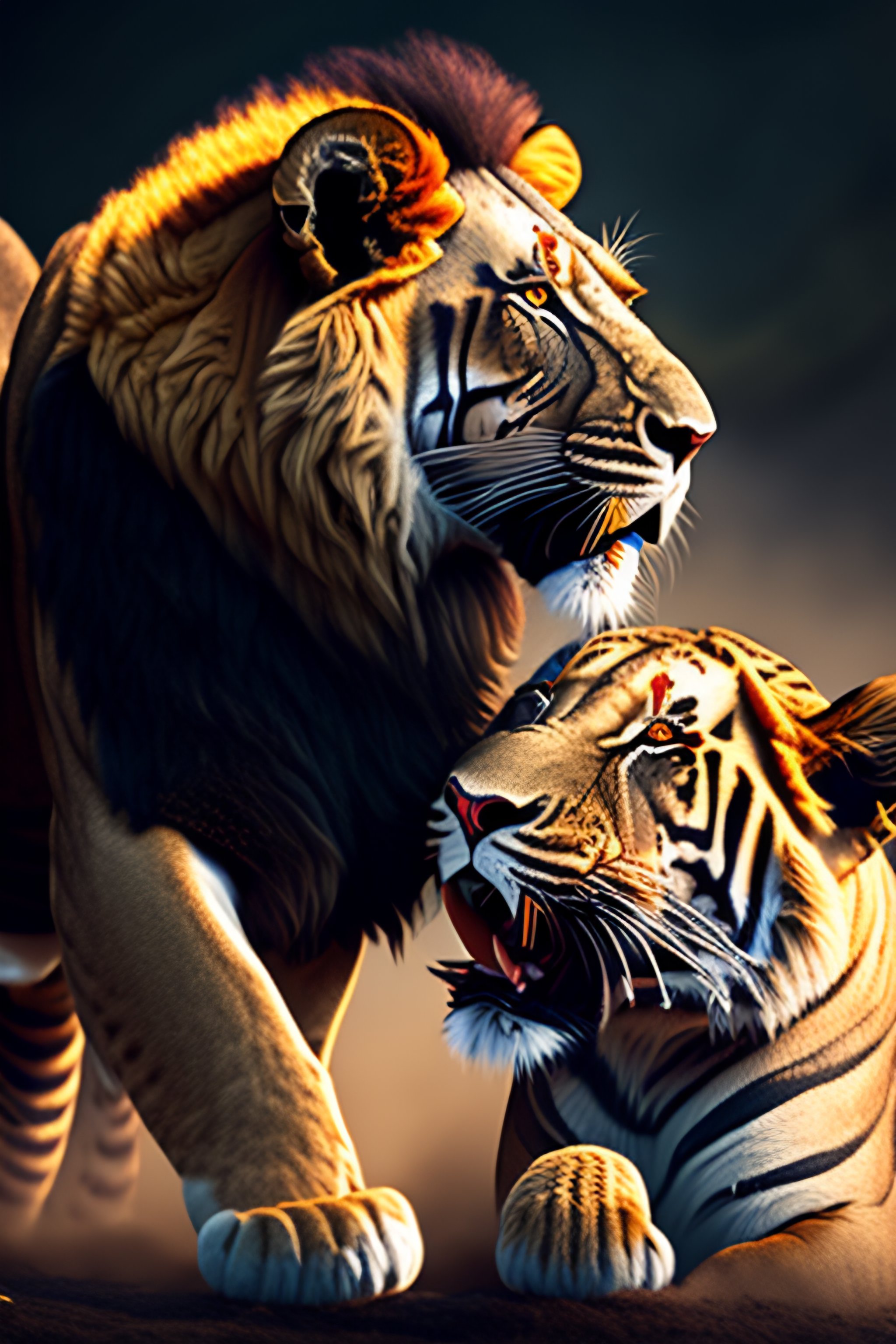 lion vs tiger fight