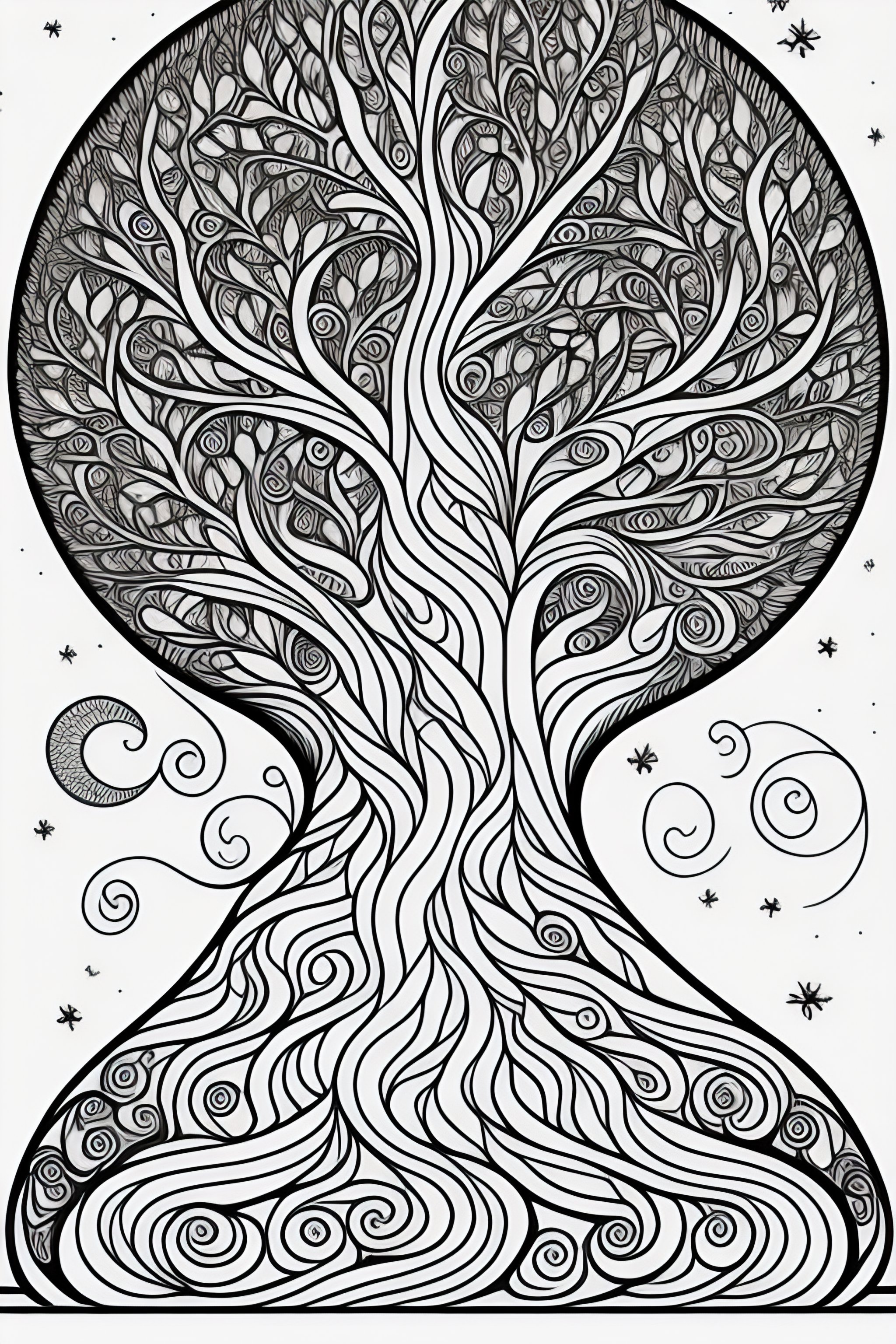 Lexica - Coloring page of enchanted tree