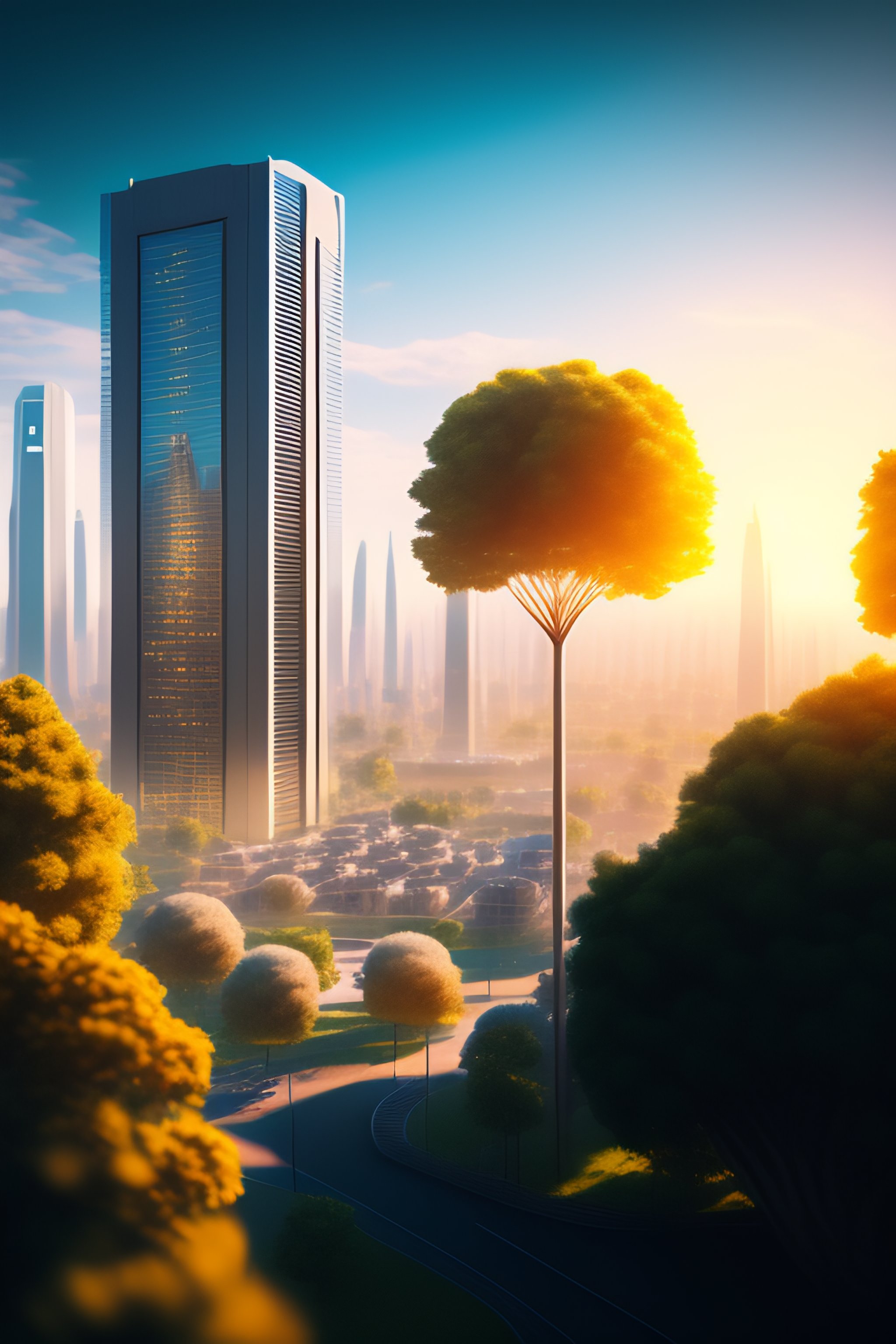 Lexica - A city with high buildings of the future. in the center of ...