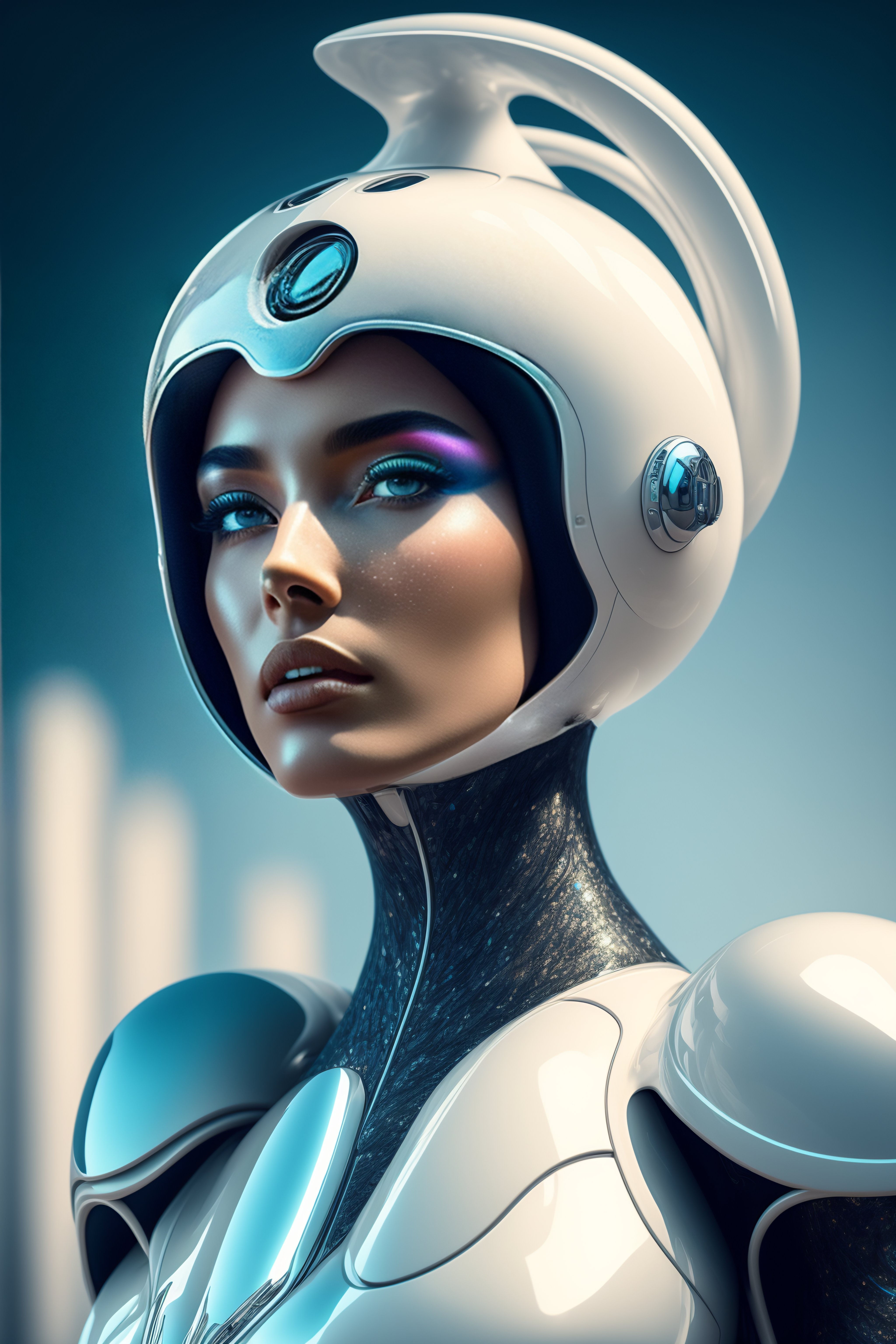 Lexica femme blanche futuriste 4k r aliste fusionner avec un arbre