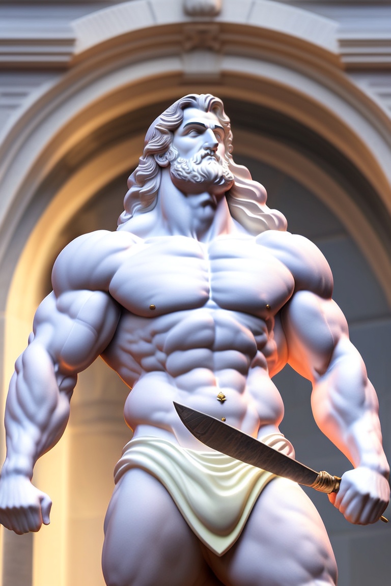 Lexica - A marble statue of greek hero hercules, with an aggressive ...