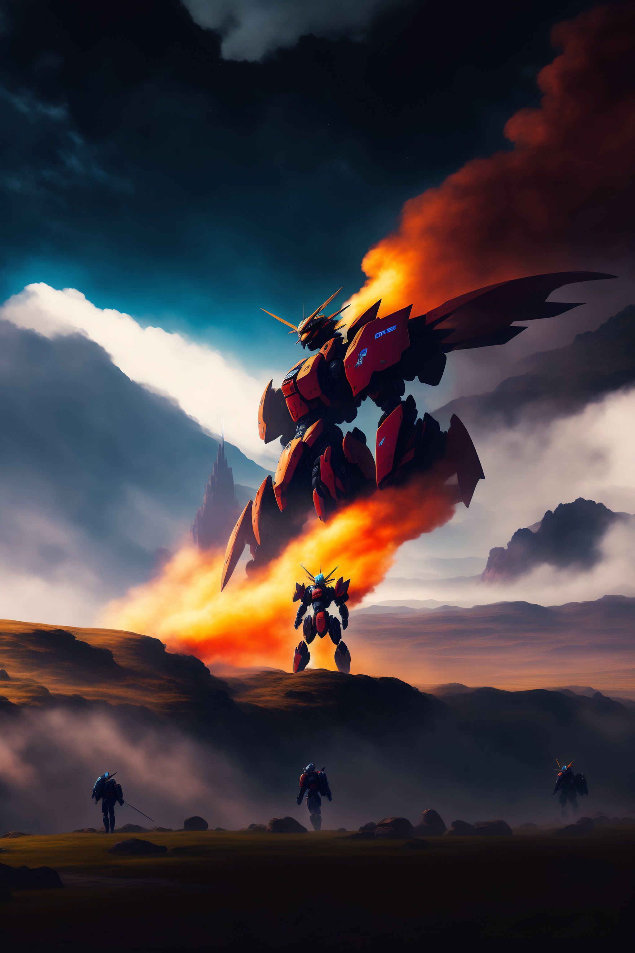 Lexica - An attack on titian style action anime scene were a futuristic ...