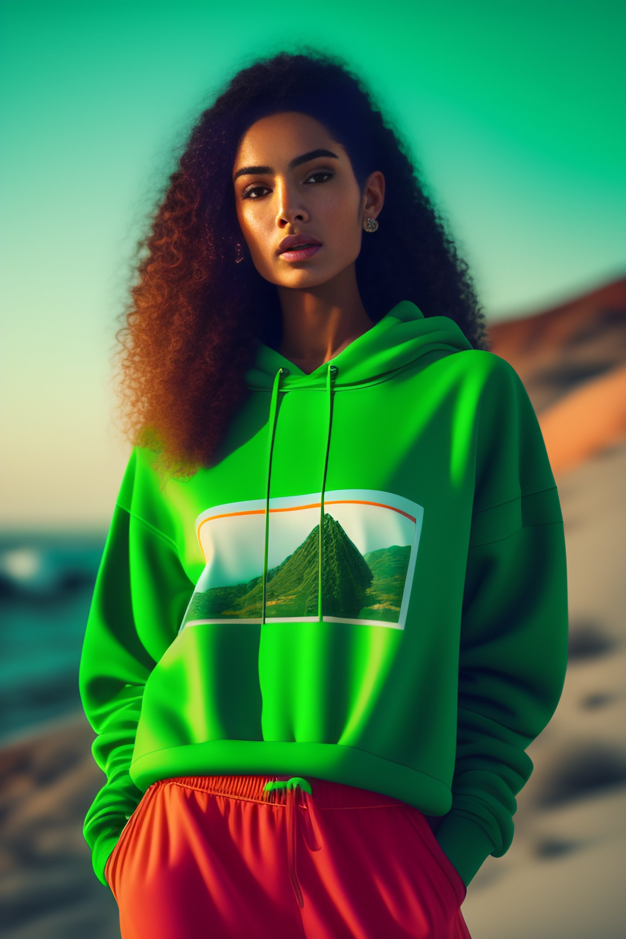 Lexica - A green sweatshirt with a large 