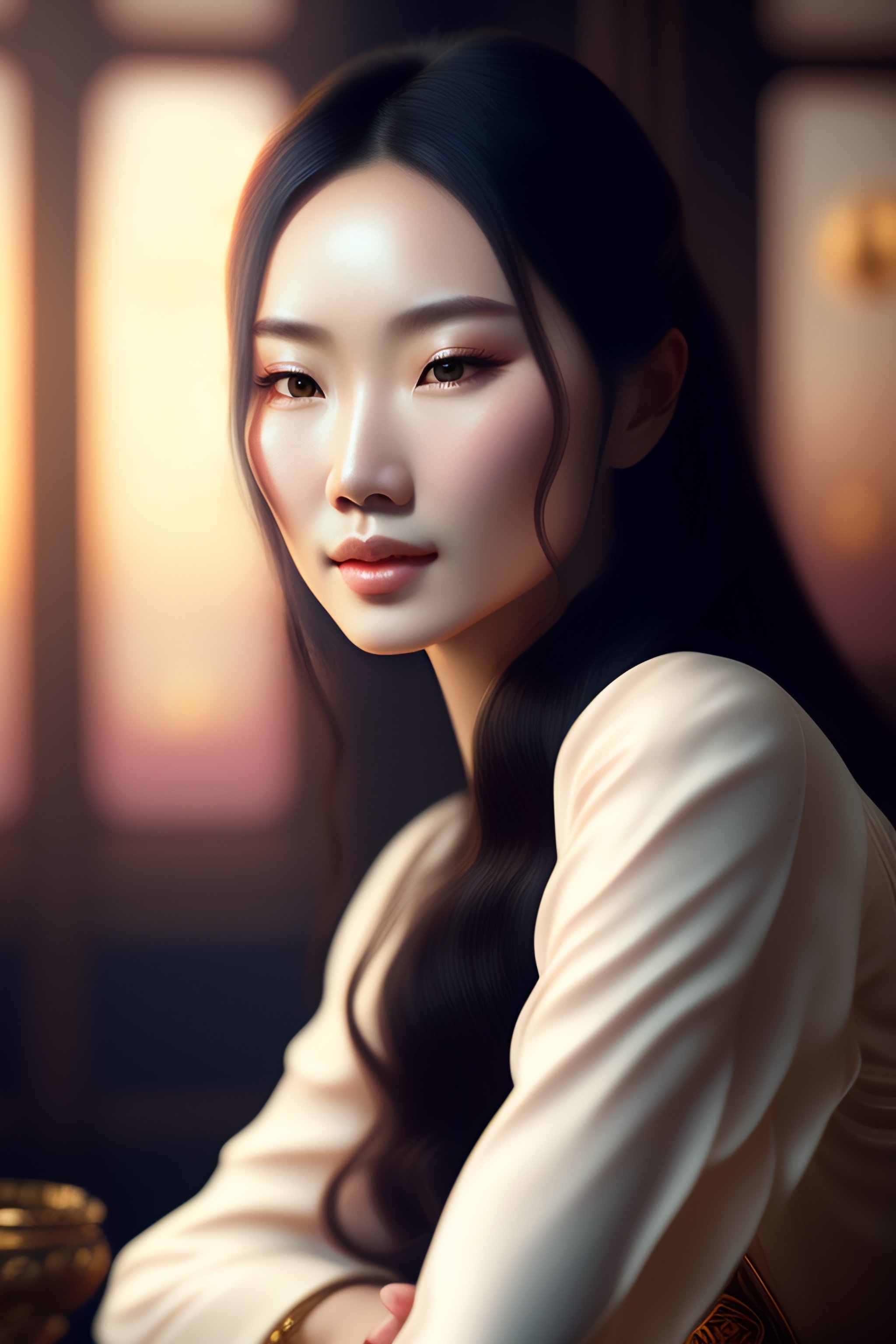 Lexica - Close-up of a beautiful, elegant Chinese woman, white-skinned ...