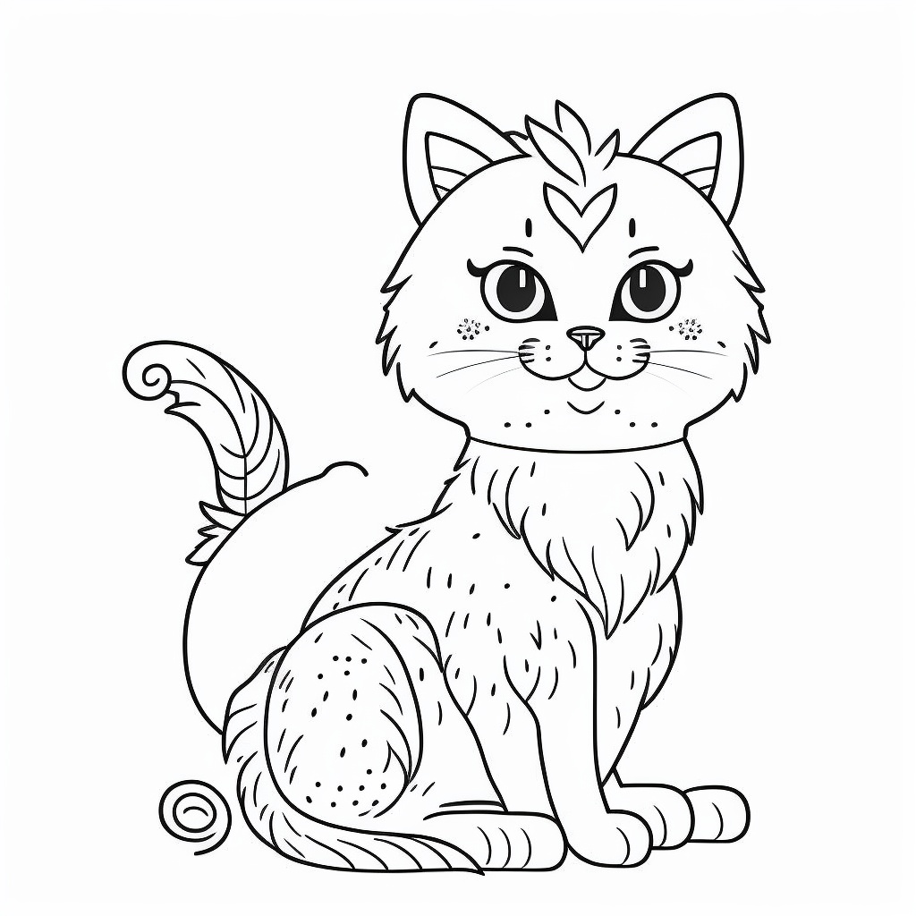 Lexica - Cute cat coloring book vector illustration, flat, 2d , black ...