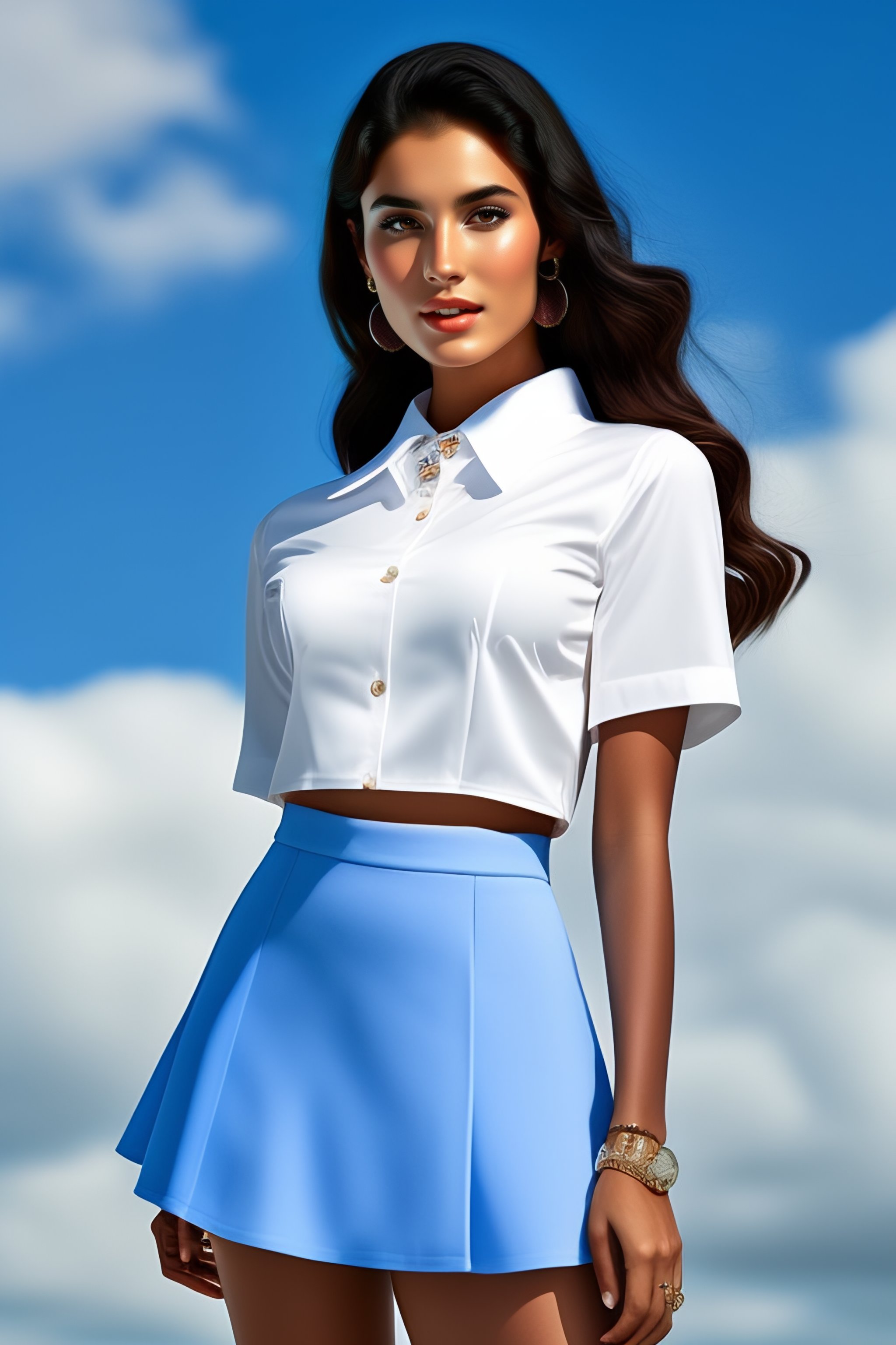 Blue Flared Uniform Skirt On White Stock Photo 261855068