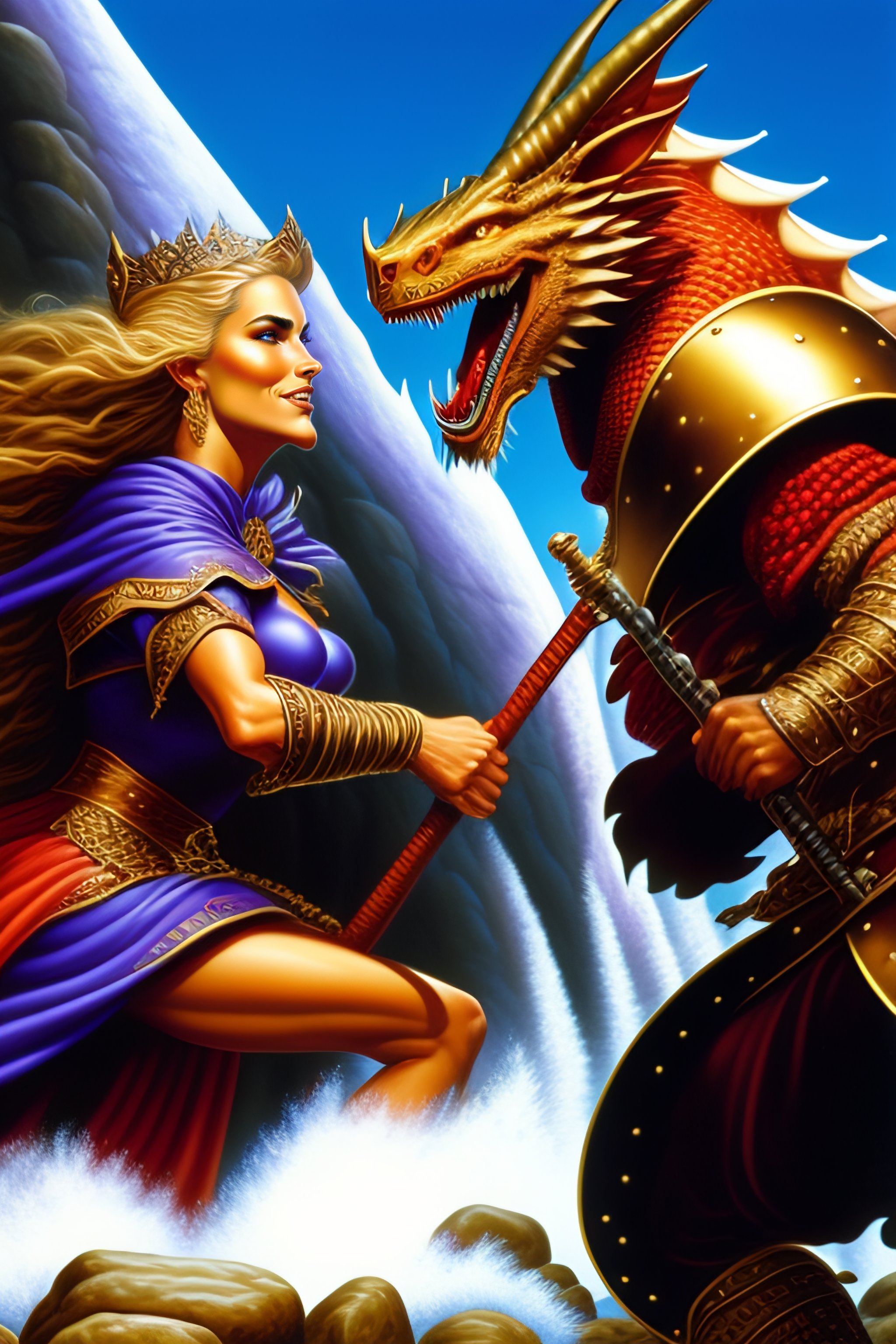 Lexica - A dragon fighting against a warrior by larry elmore