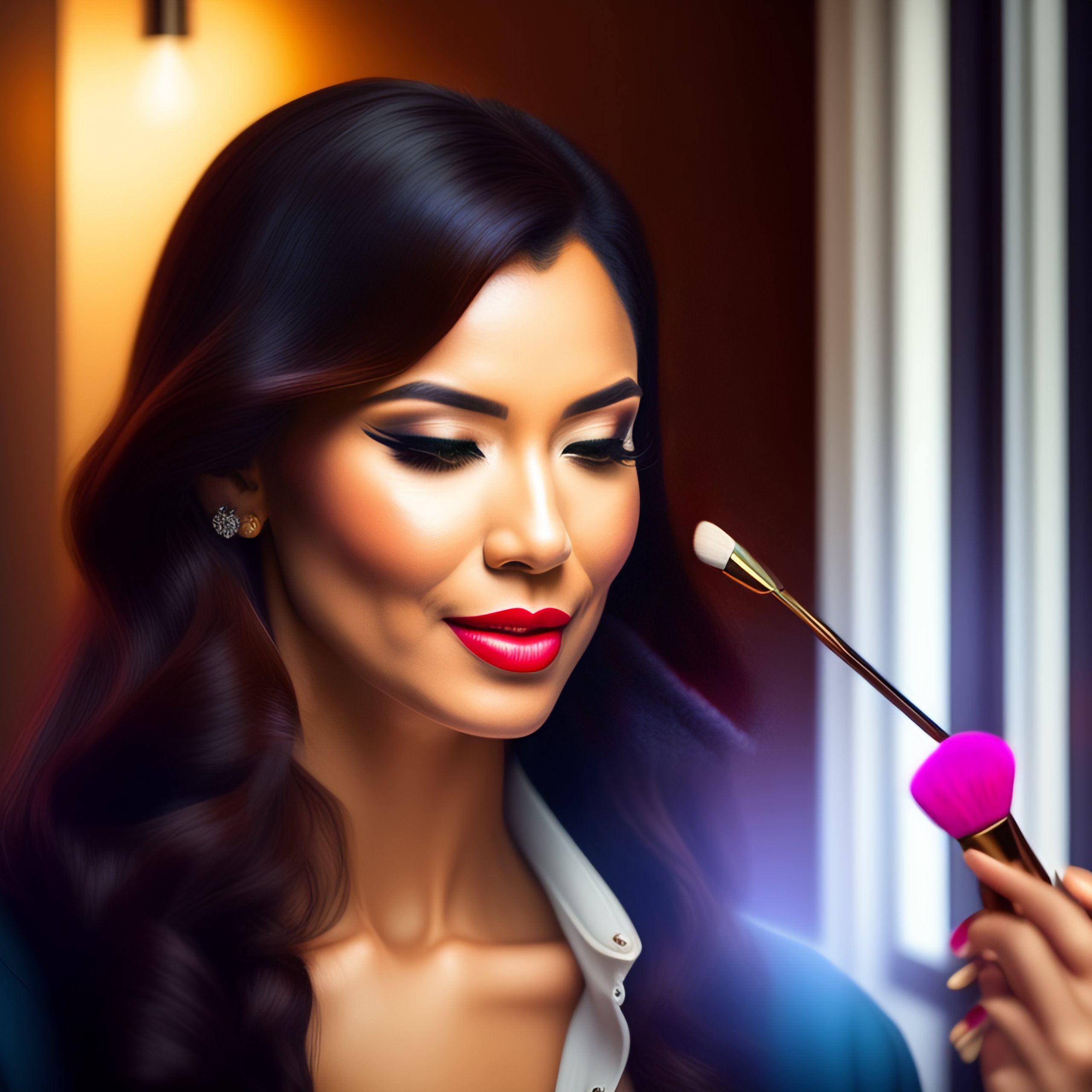 Lexica Woman applying makeup, cartoon style