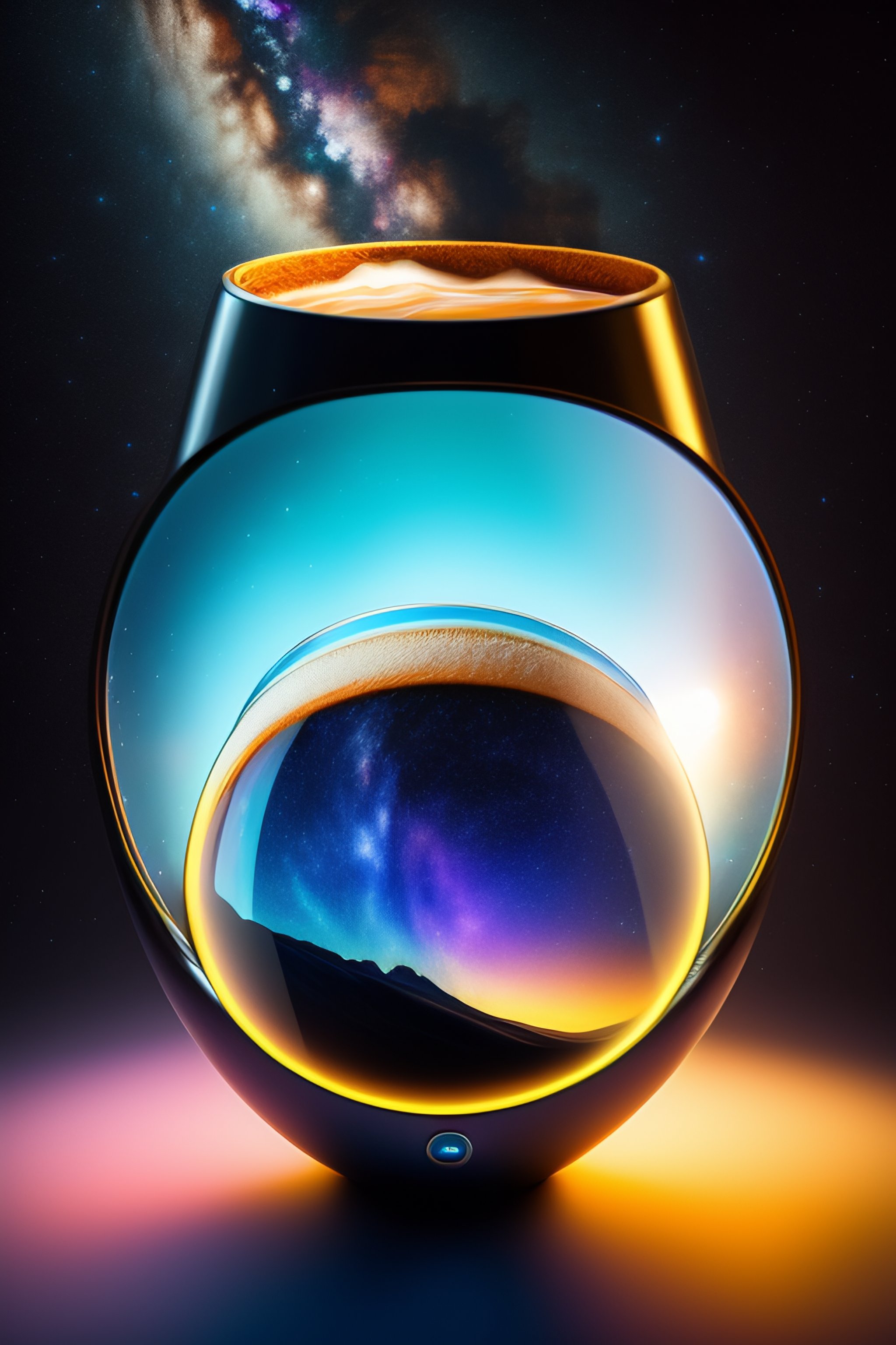 Lexica - Galaxy coming out of a coffe cup, projector, very intrincade ...