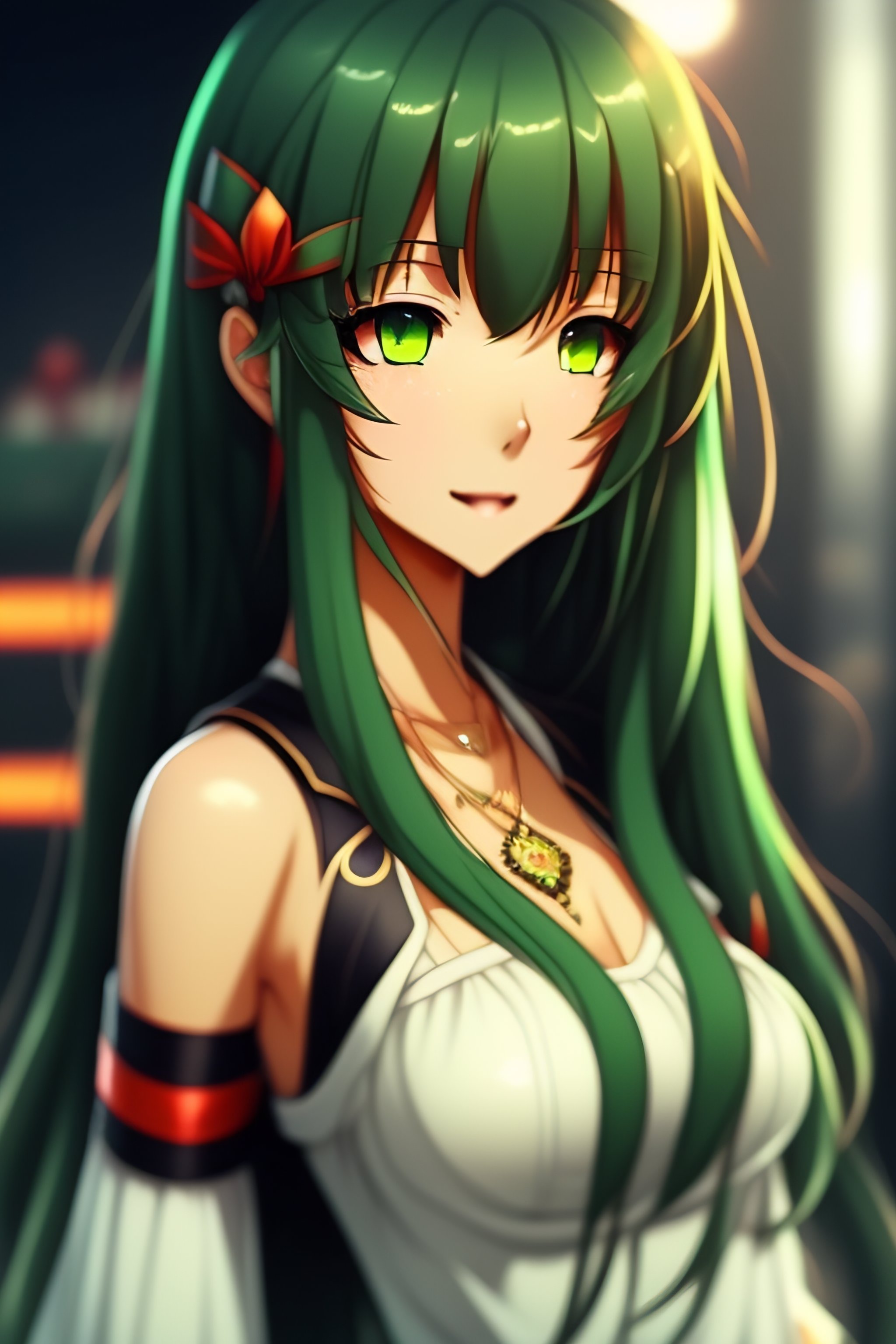 anime girl with green hair