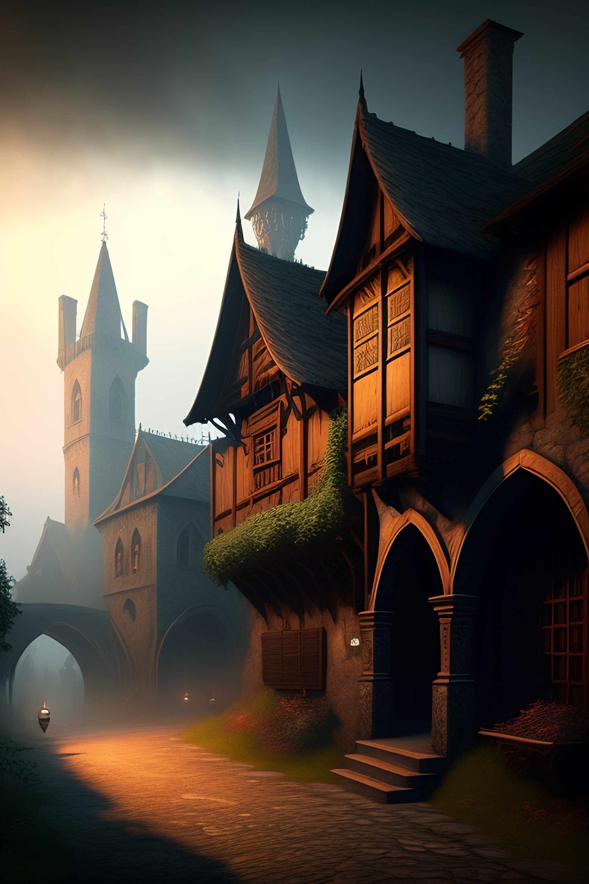 Lexica - Old medieval town gothic nightscape decay mist dirt dust map