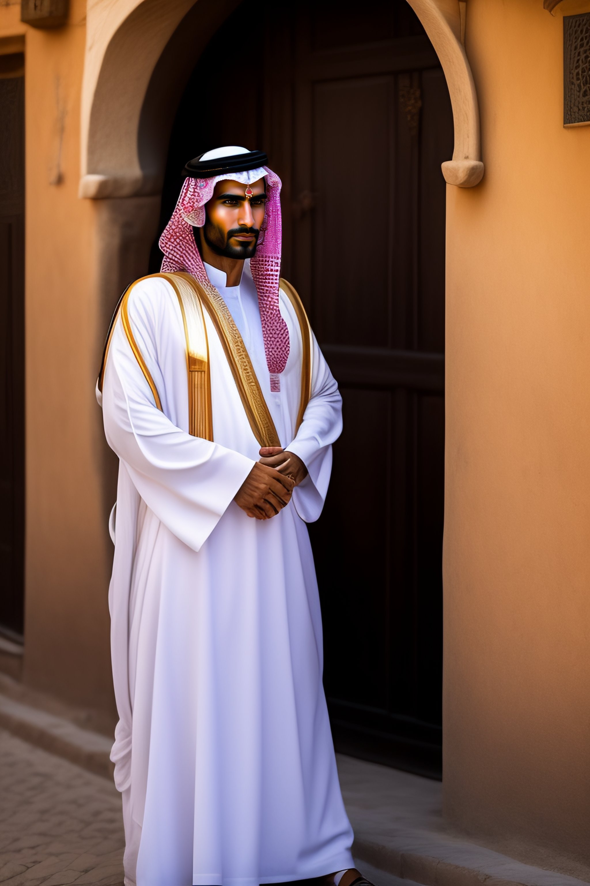 Lexica Beautiful Saudi Arabic man wearing traditional clothes