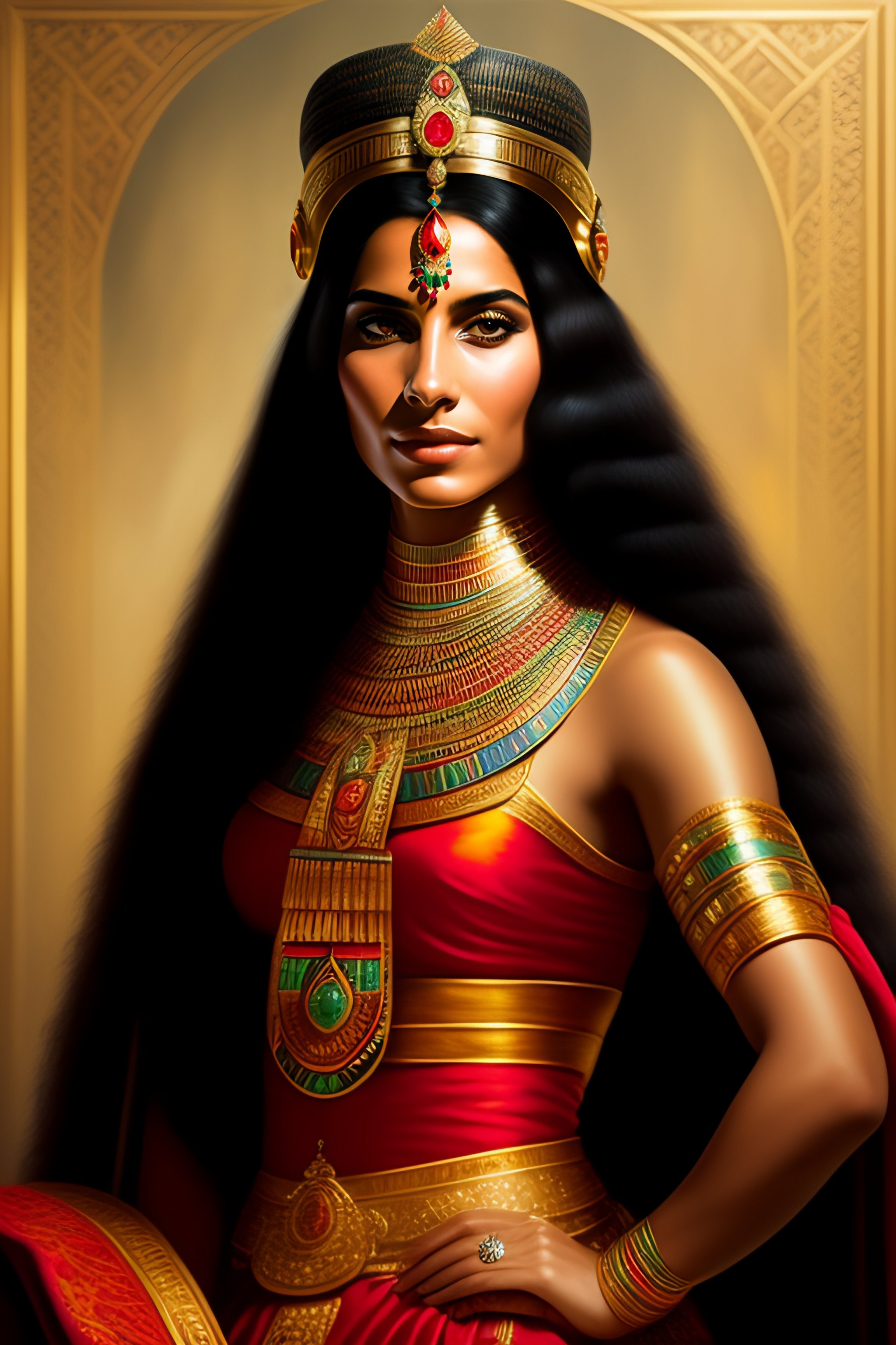 Lexica Portrait of egyptian princess with long hair