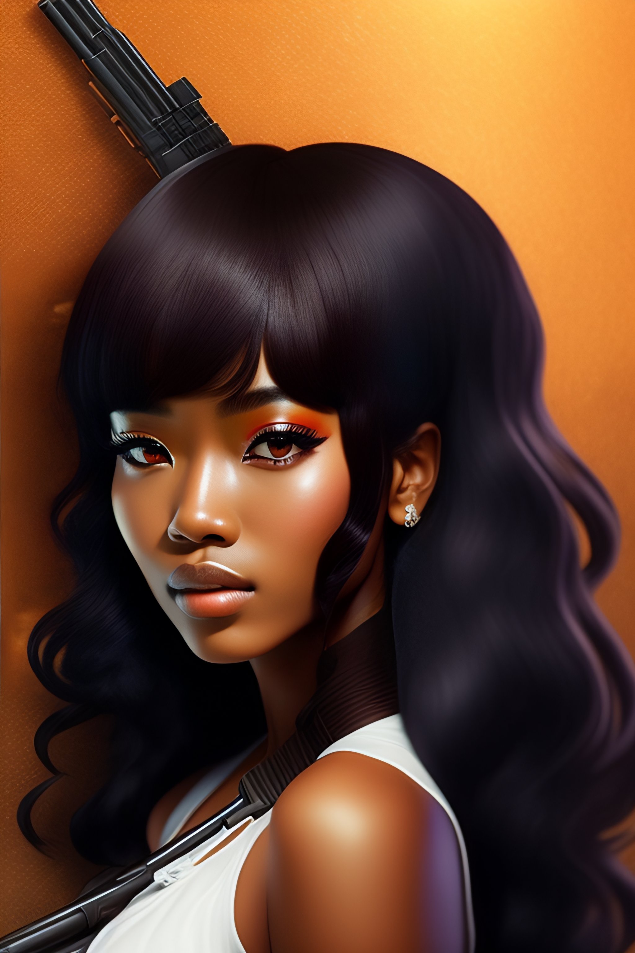 Anime Girl Dark Skin Black Hair Outlet Collection Th 0744