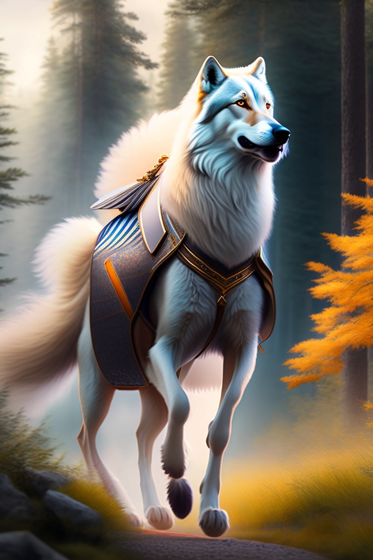 White Wolf Running Away