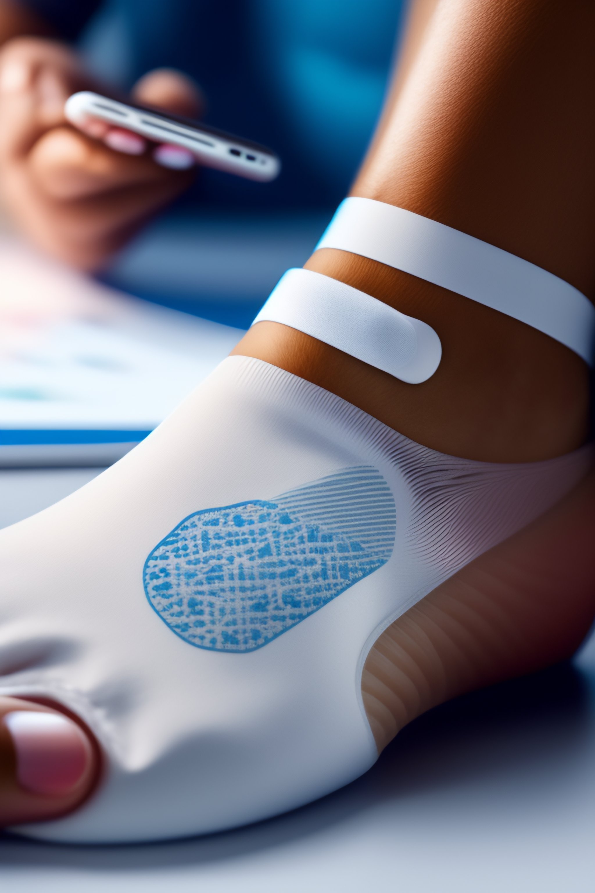 Lexica - A hand holding a smartphone taking a picture of the bandaged ...