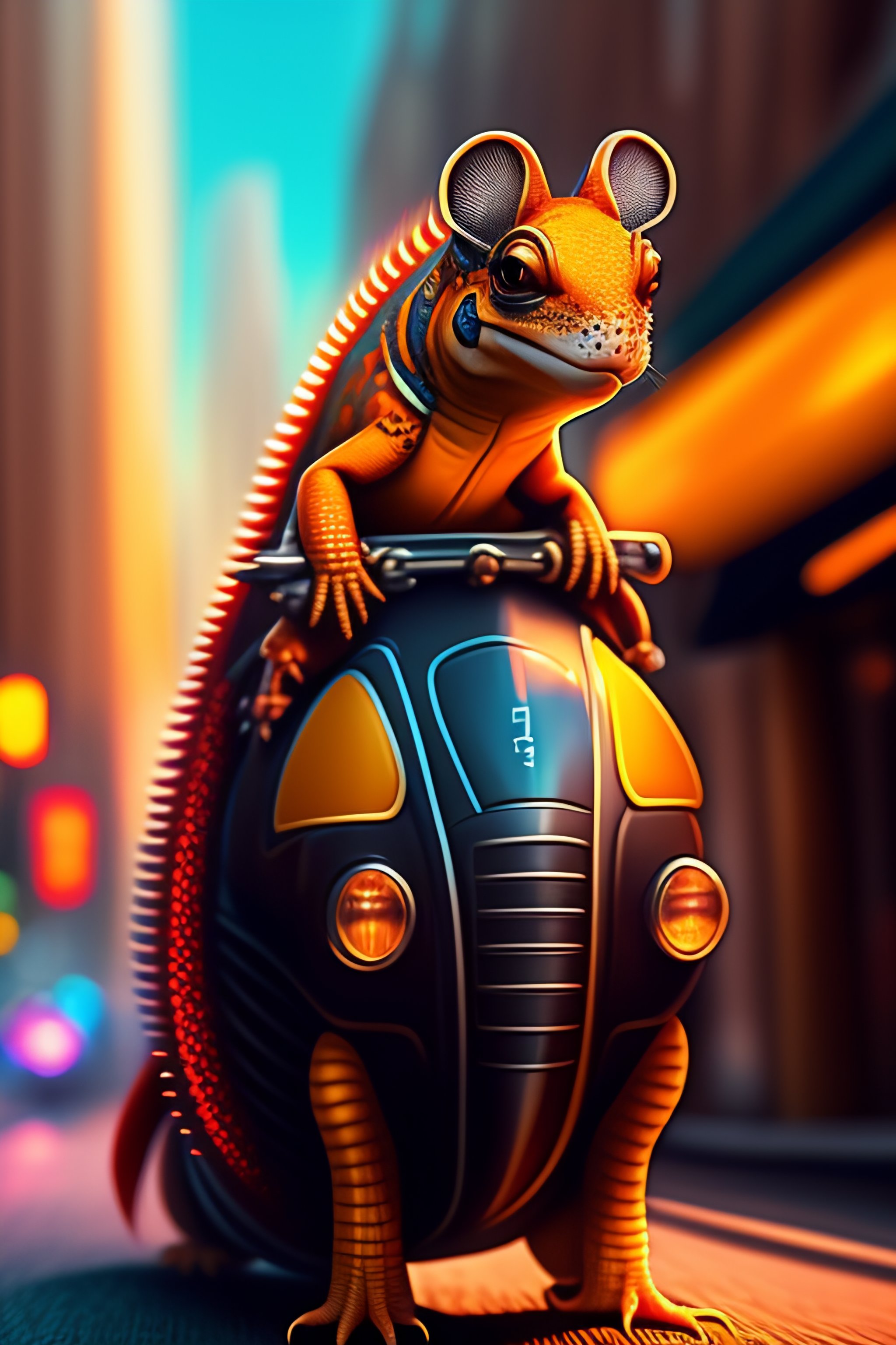Lexica - Fry from futurama riding a gecko, extreme detail, vivid colors ...