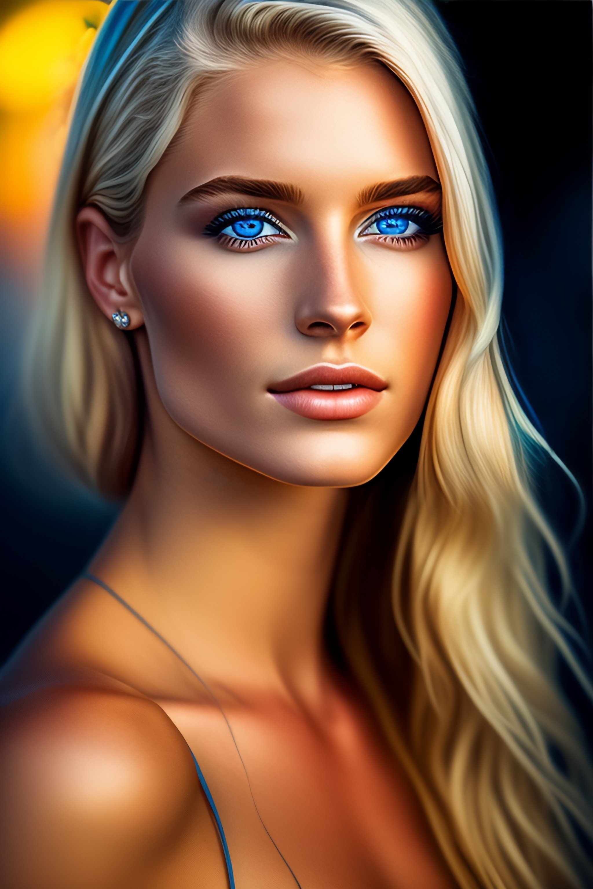 Lexica A Close Up Portrait Of A Beautiful 20 Years Old Blonde And 