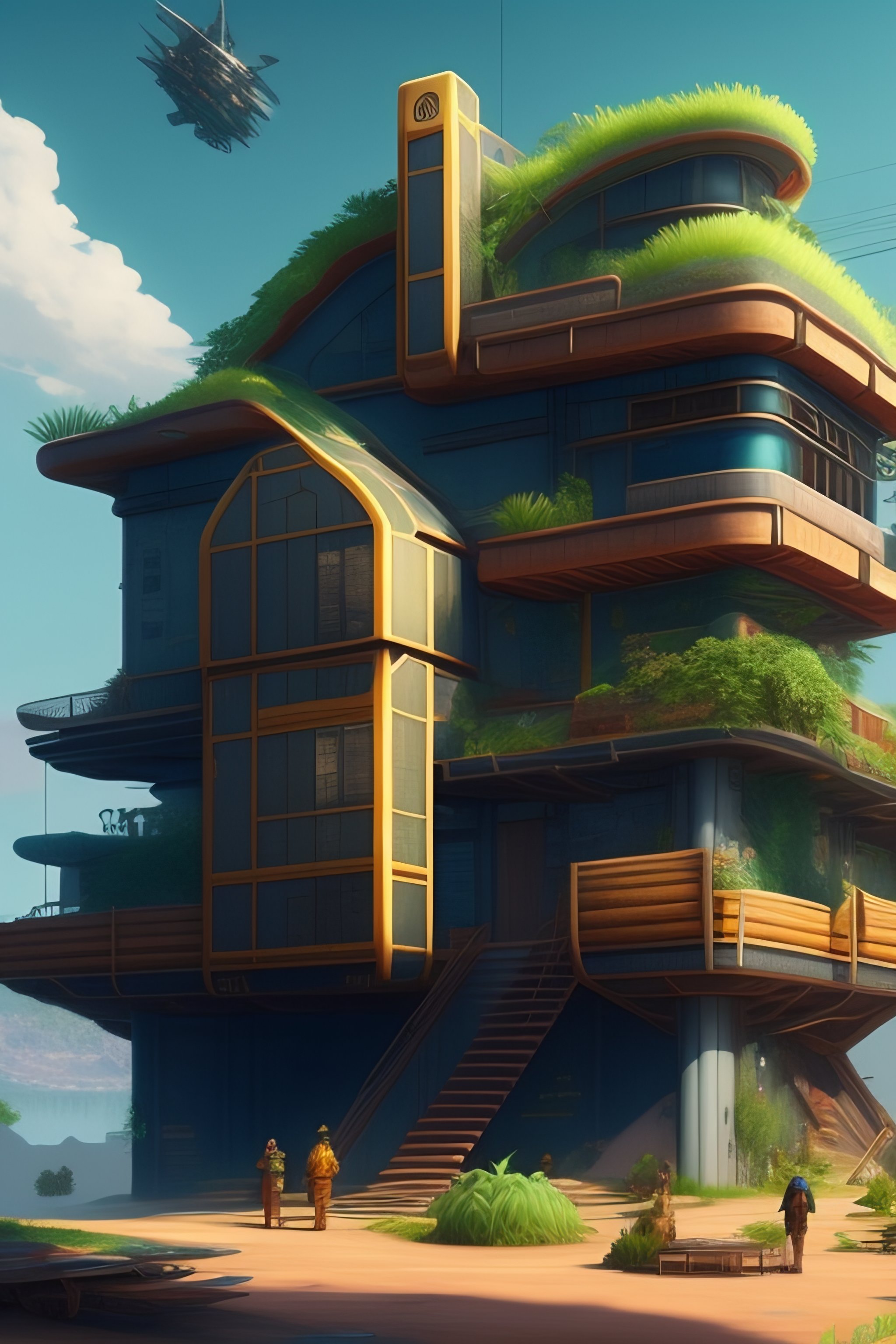 Lexica - People living in a realistic solarpunk community. Buildings ...