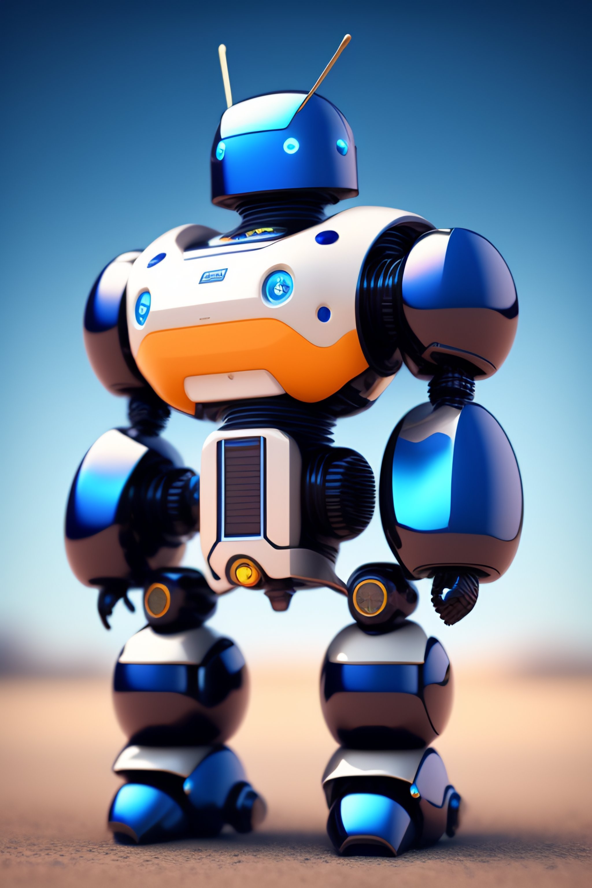 Lexica - Prototype solar powered android robot, clean, blue sky, video game  character concept