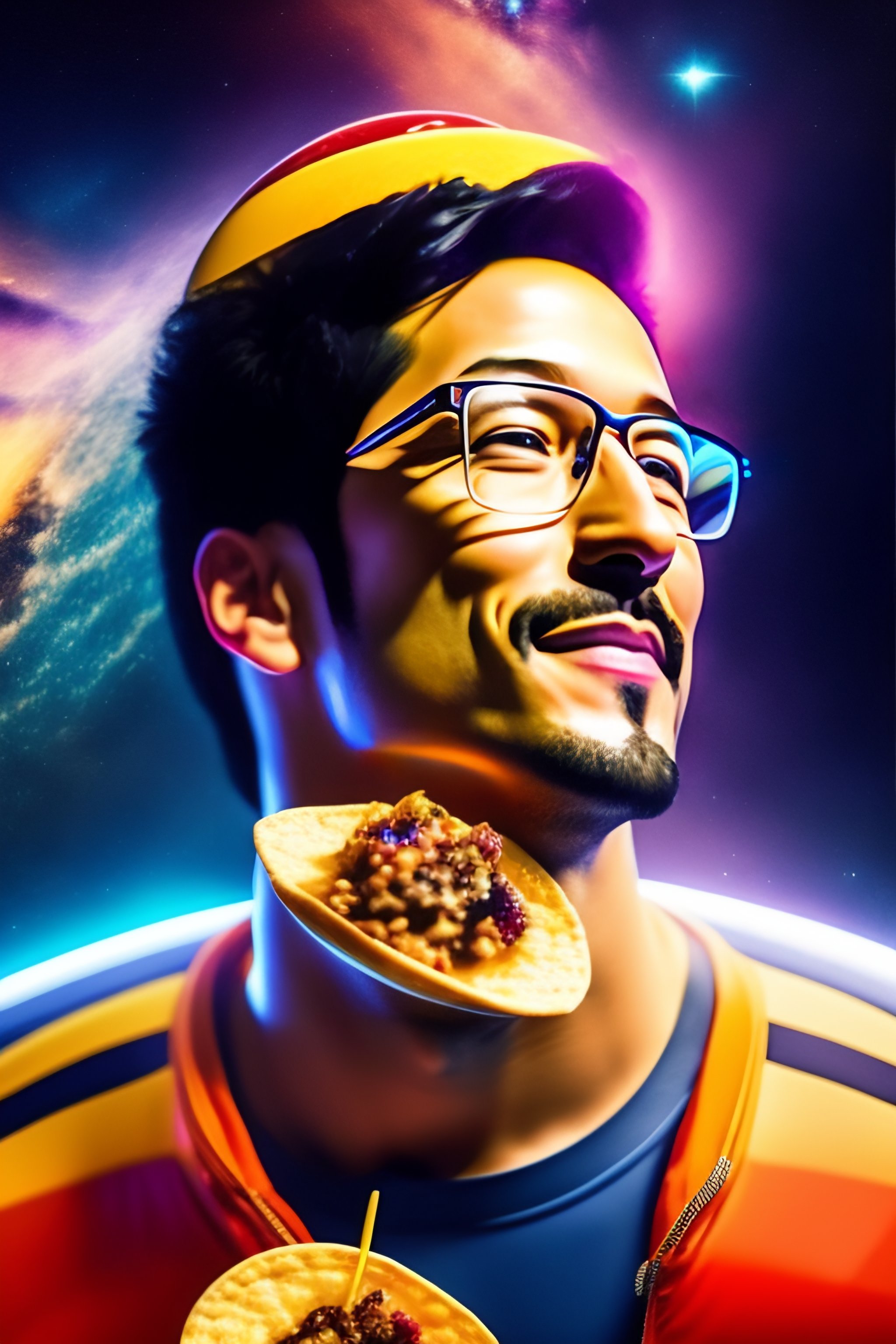 Lexica Markiplier in space eating a taco