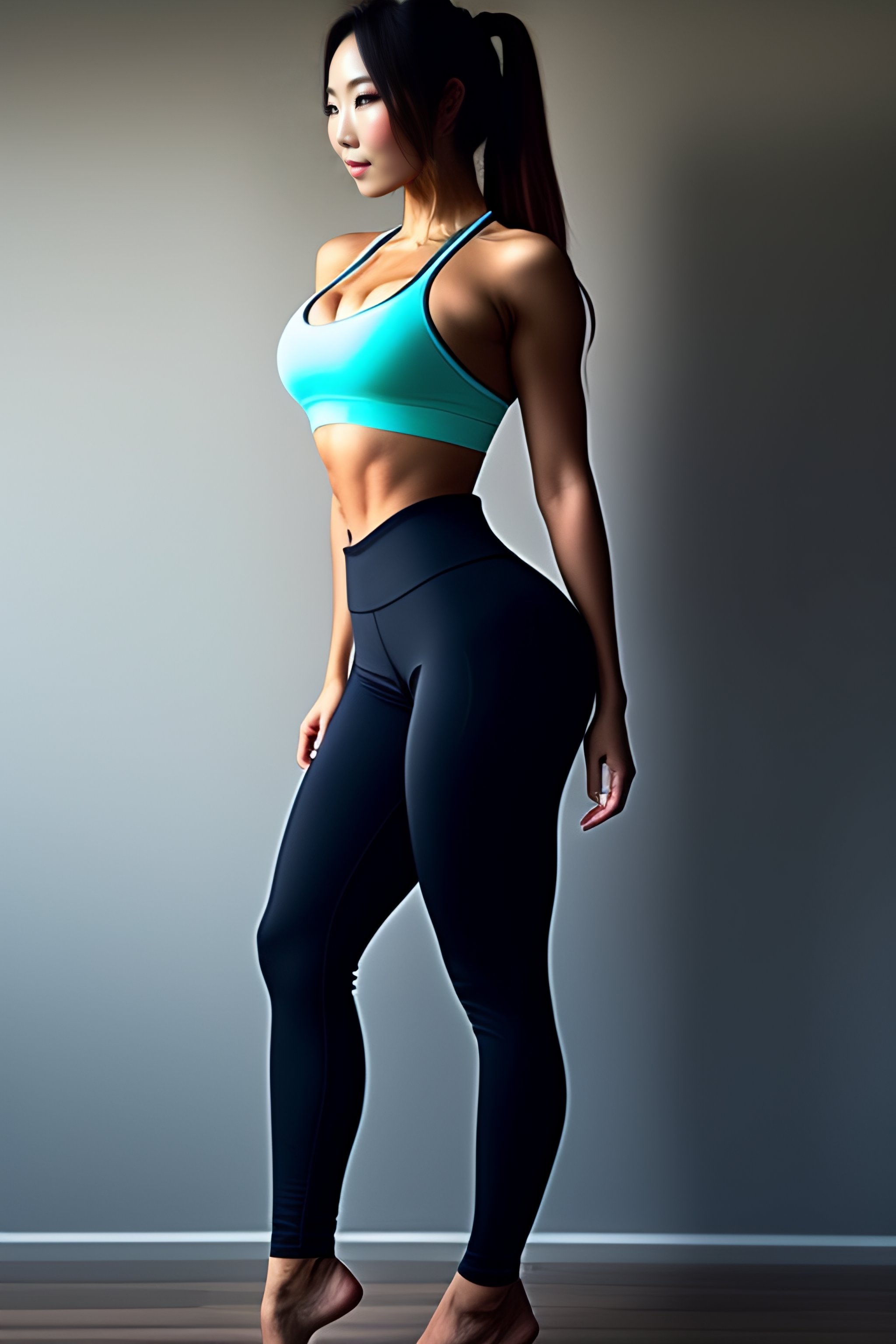 Lexica - Beatiful asian women in yoga pants, slim waist, anime style